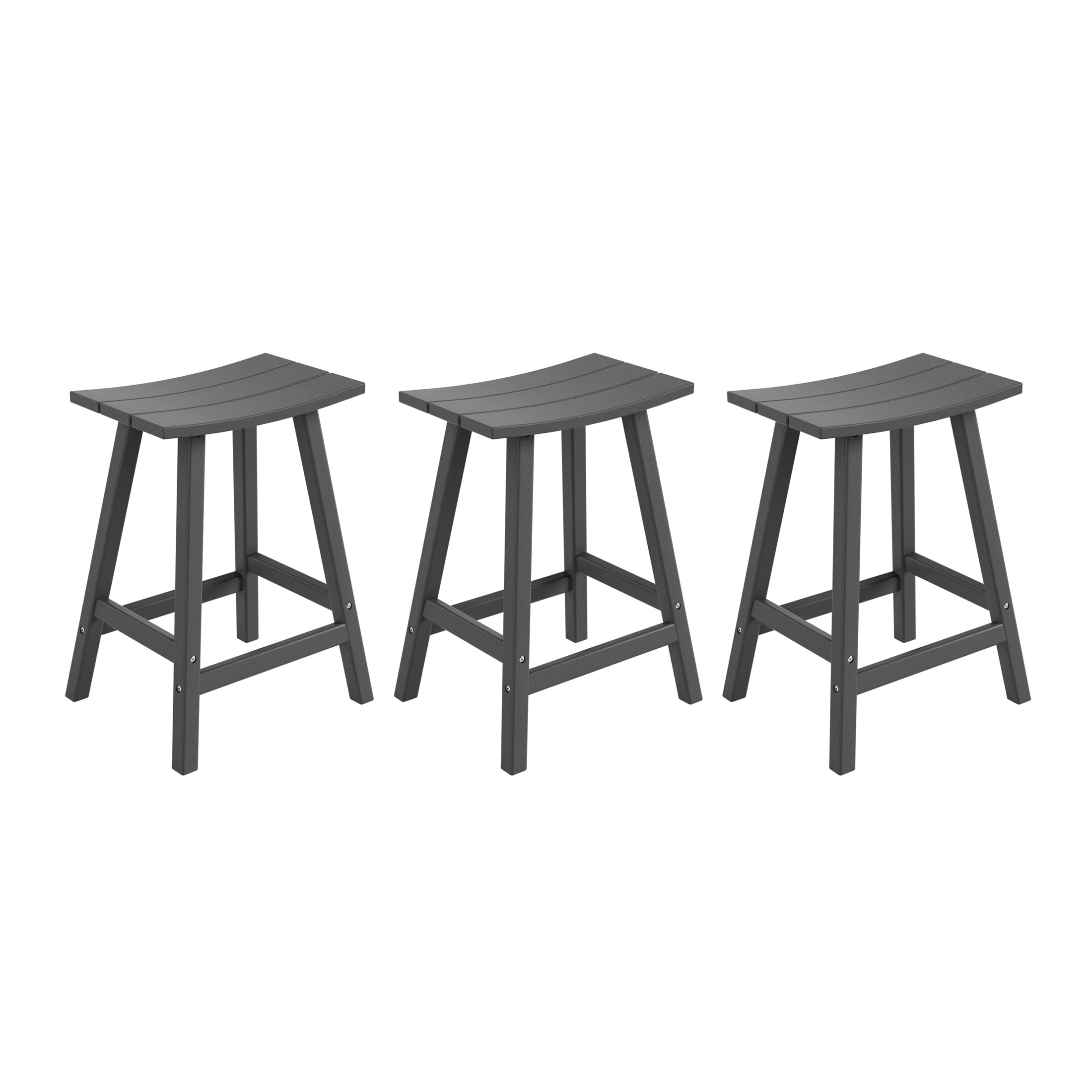 Paradise 24 Inch Counter High Saddle Stools (Set of 3)