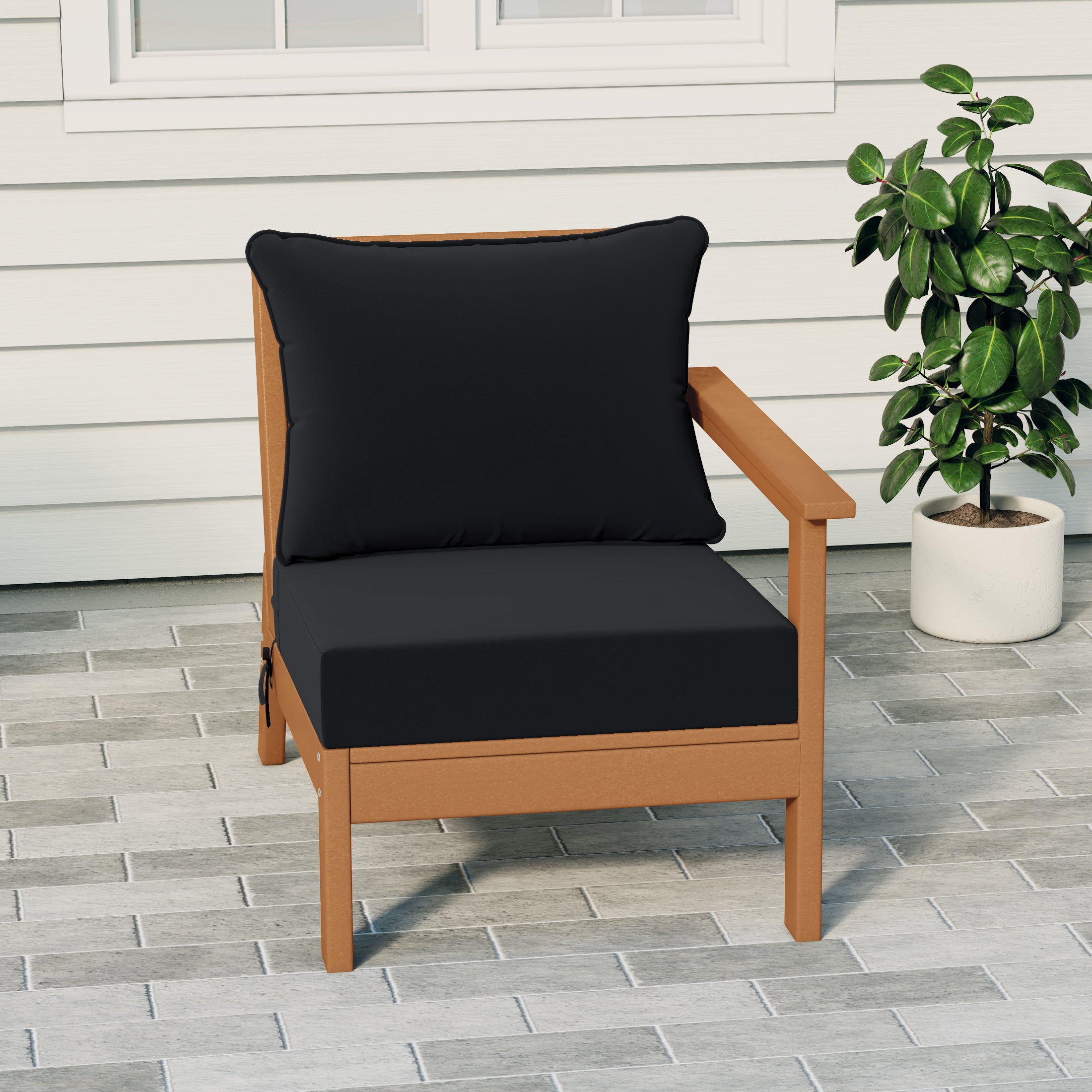 Portsmouth Outdoor Patio HDPE Right Arm Sectional Corner Club Chair with Patio Cushions