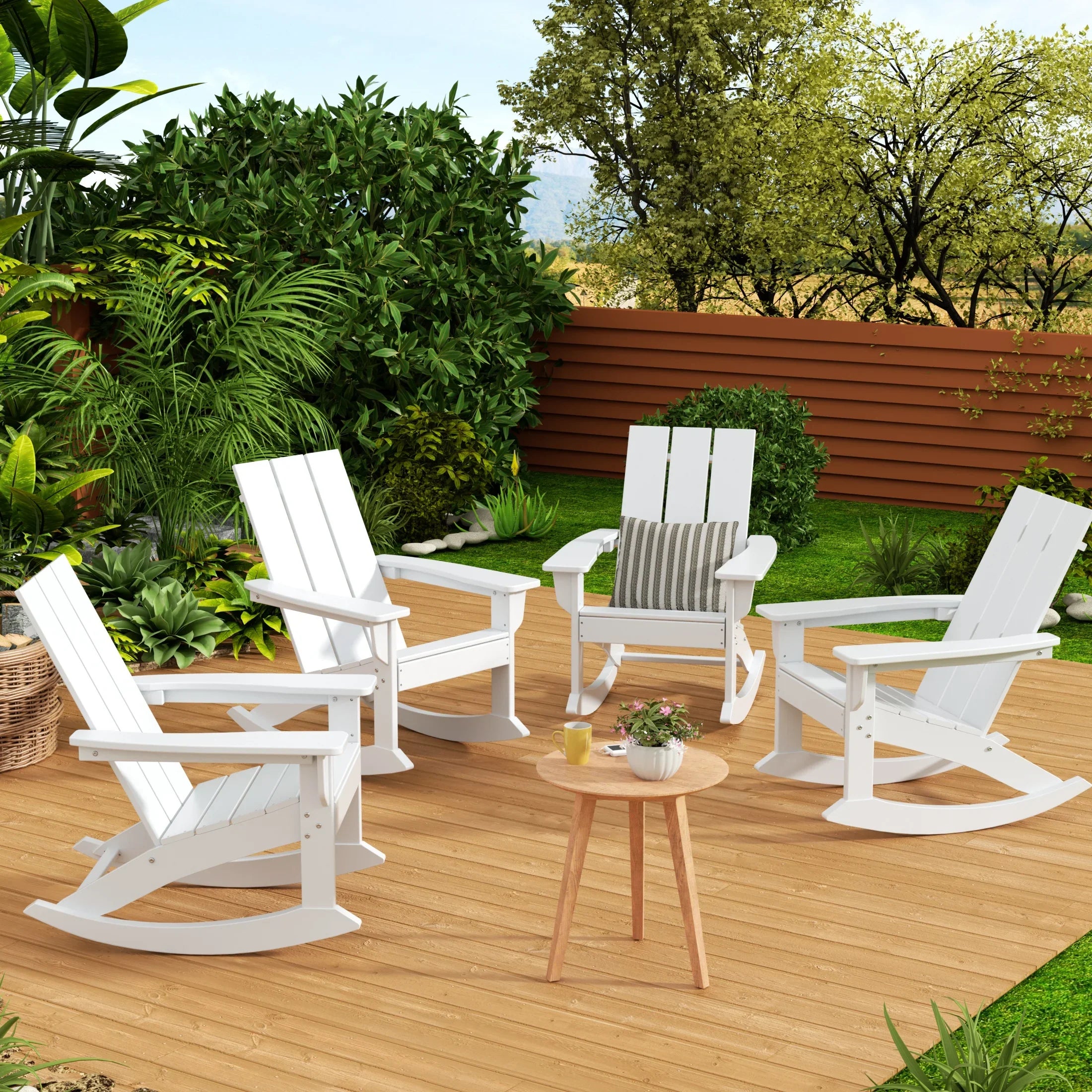 Palms Outdoor Patio Modern Adirondack Rocking Chair (Set of 4)