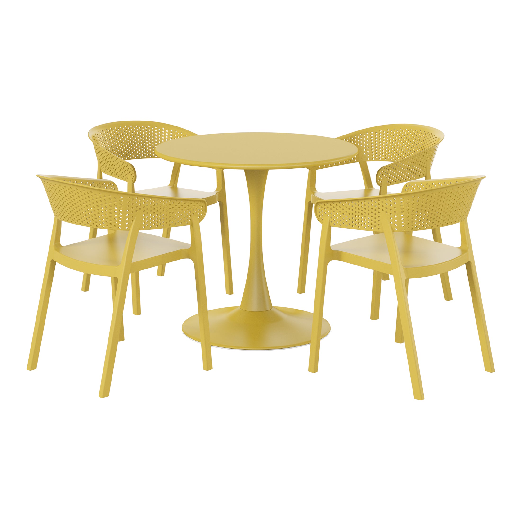 Sunshine 5-Piece Indoor Outdoor Metal Patio Dining Table Set With Stackable Patio Chairs