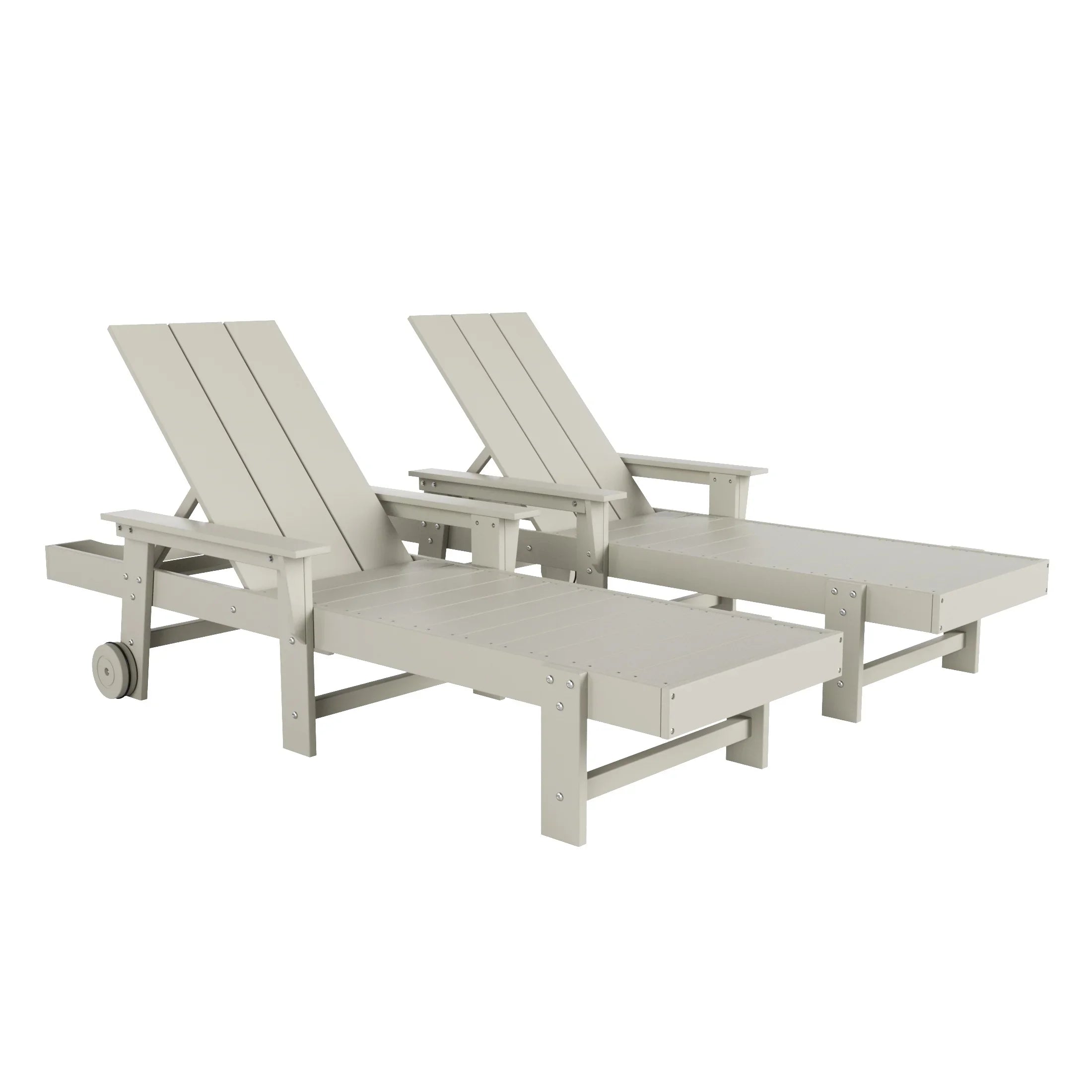Palms 2 Piece Reclining Chaise Lounge With Arms & Wheels