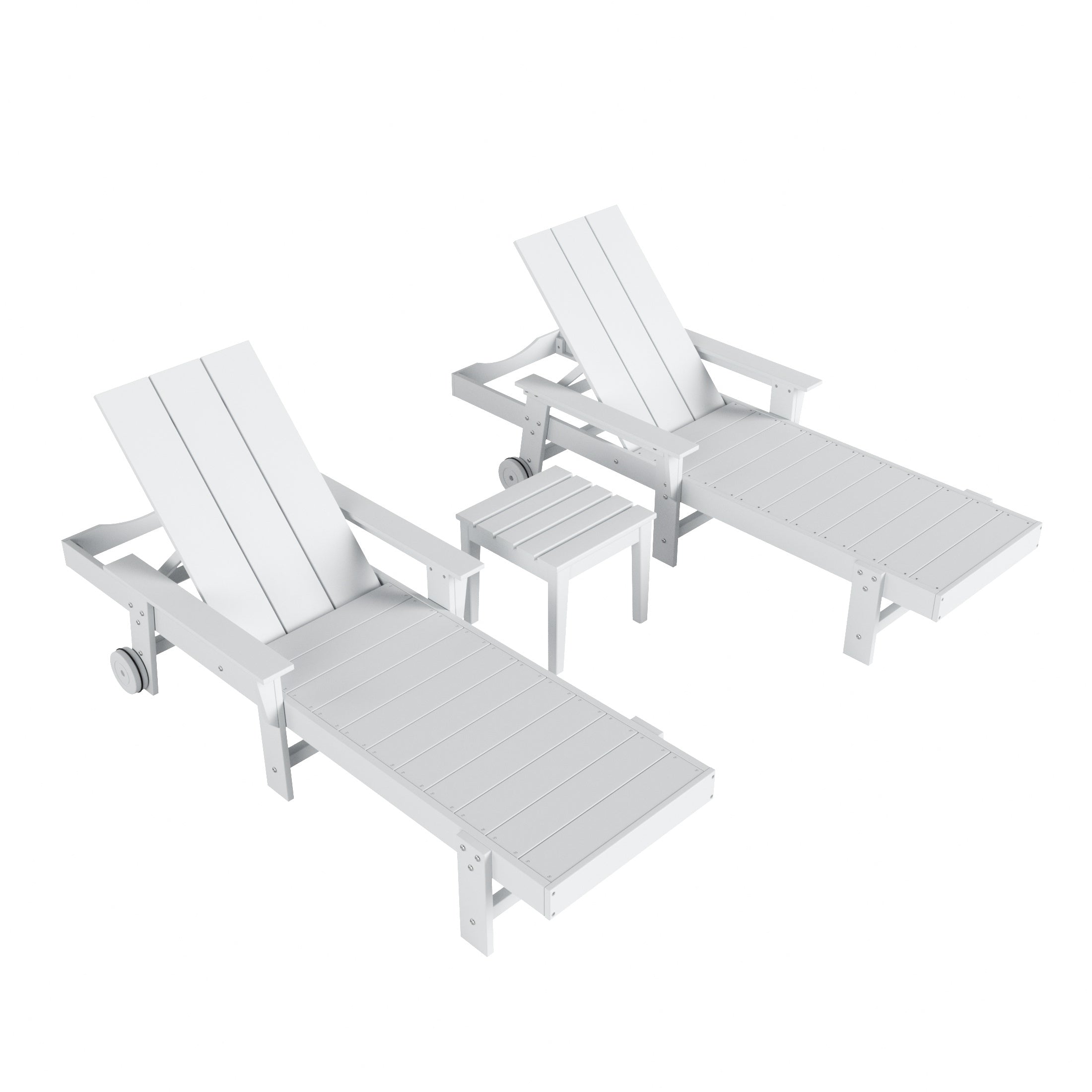 Palms Modern Poly Reclining Chaise Lounge Set with Side Table