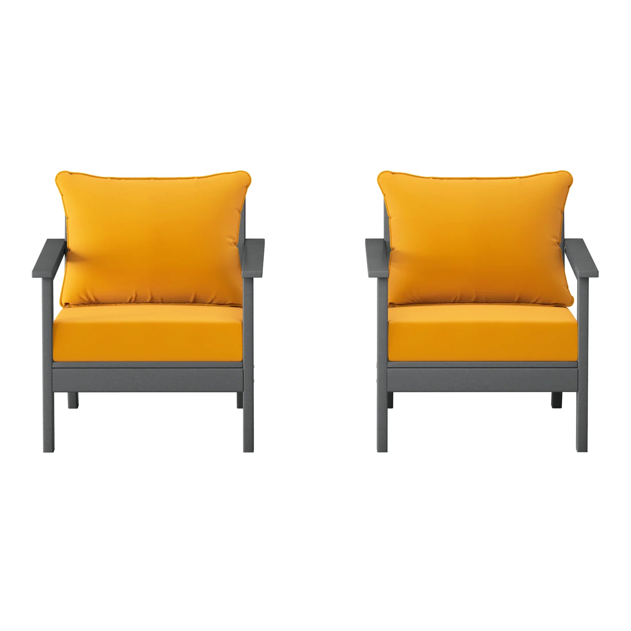 Portsmouth Outdoor Modern HDPE Patio Club Chairs with Deep Seat Cushions (Set of 2)
