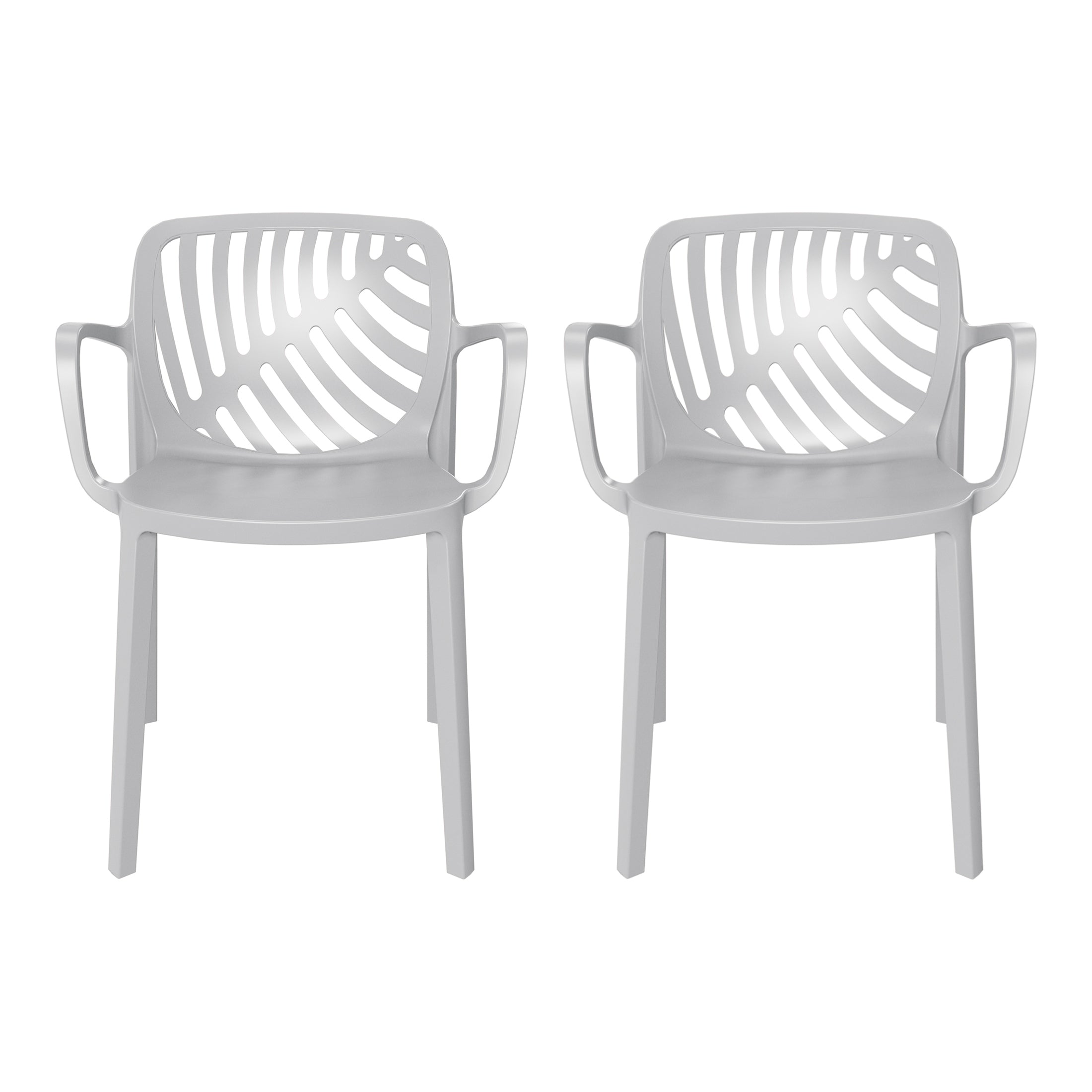 Sunshine Outdoor Modern Stackable Patio Dining Armchairs (Set of 2)