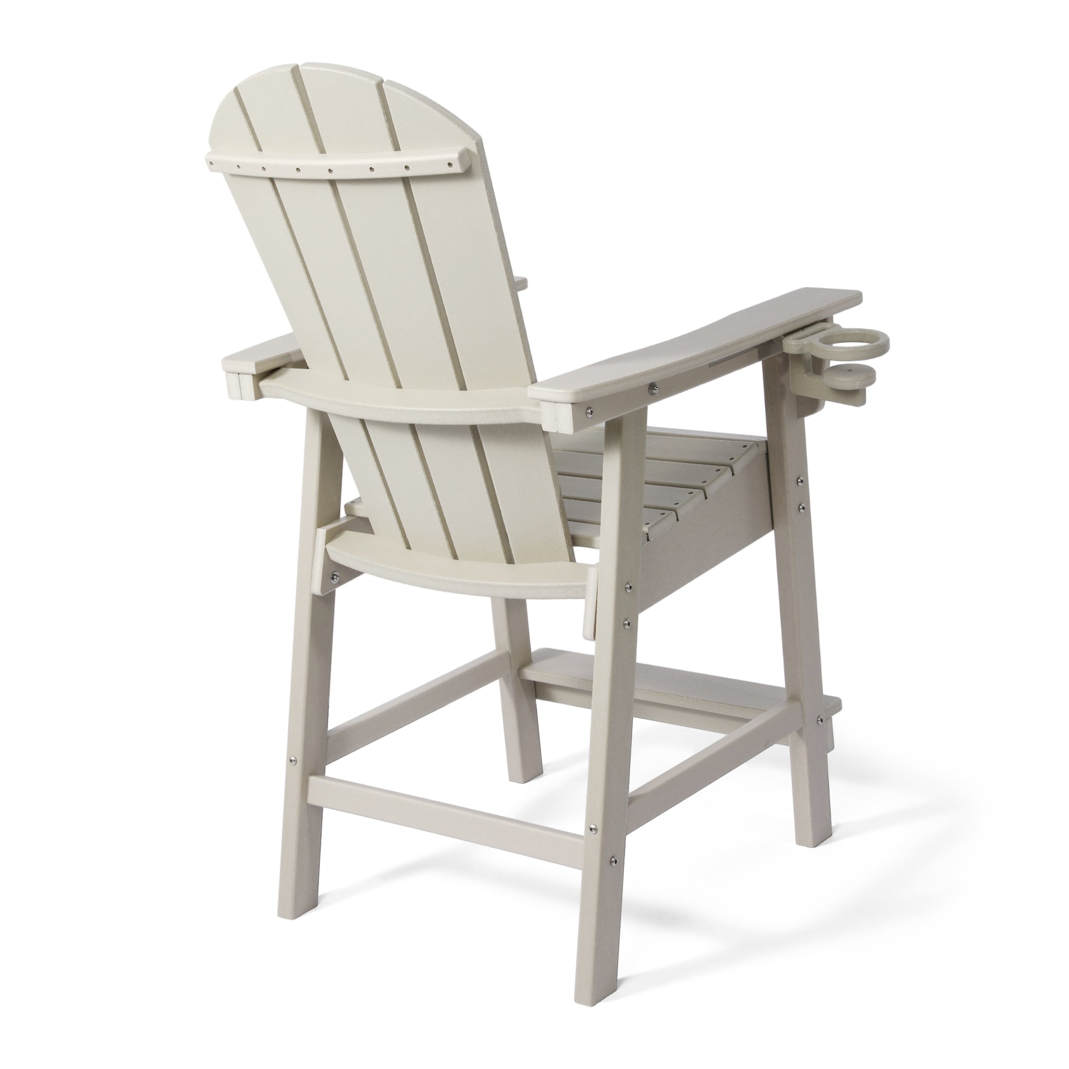 Paradise Outdoor HDPE Tall Adirondack Counter Height Bar Chair With Cup Holder