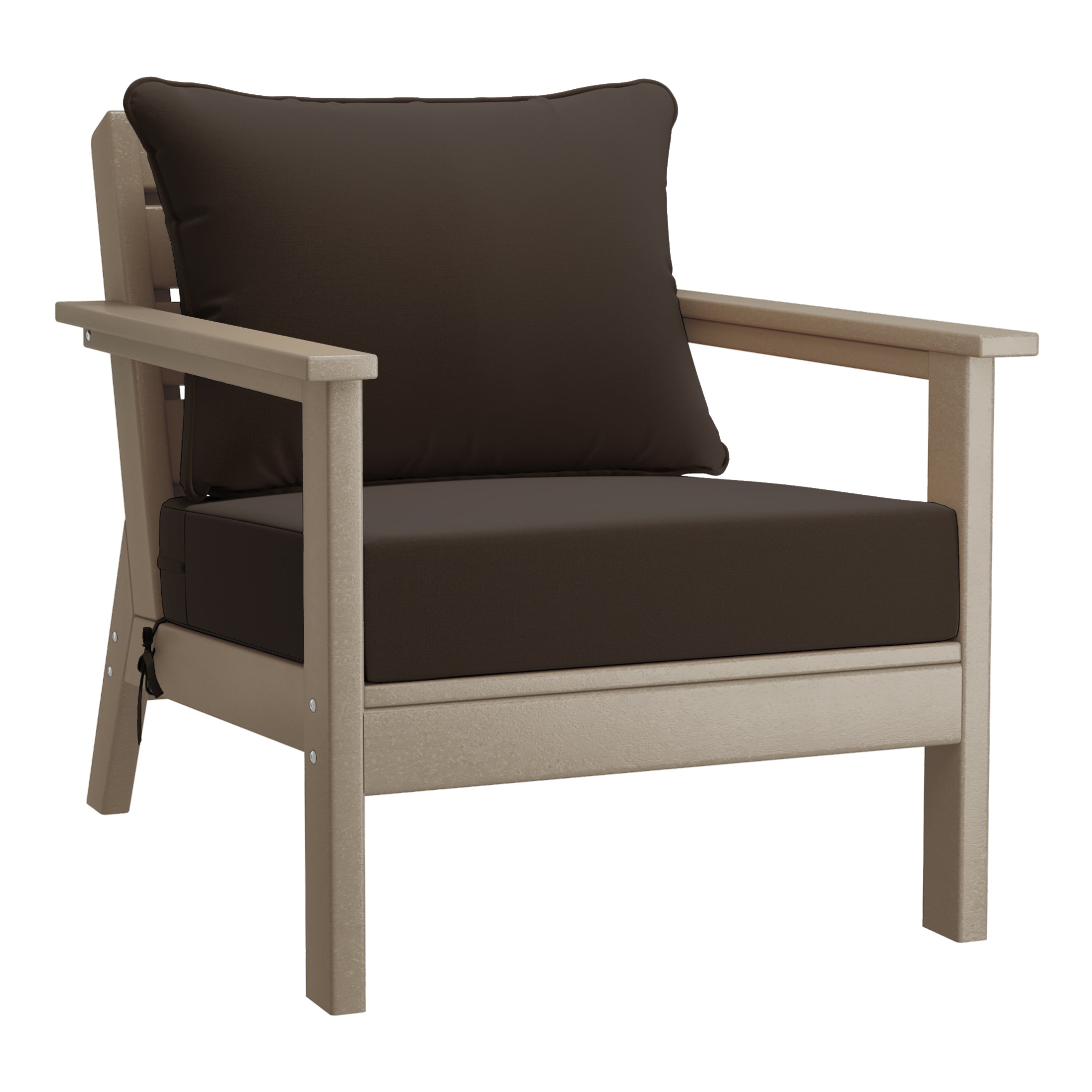 Portsmouth Outdoor Modern HDPE Patio Club Chairs with Deep Seat Cushions (Set of 2)