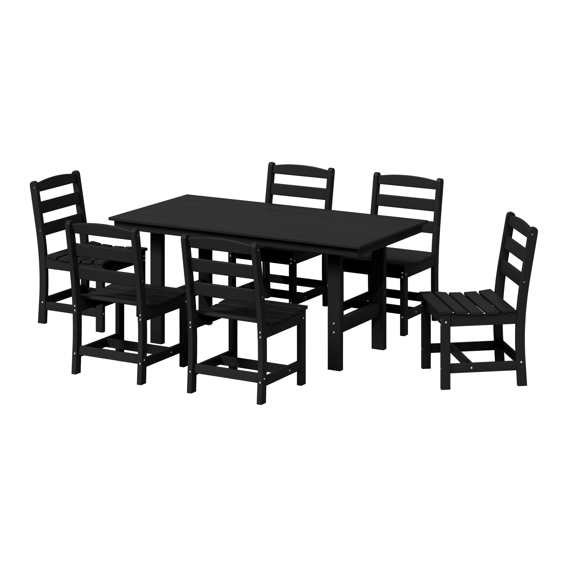 Palms 7-Piece HDPE Outdoor Rectangular Patio Dining Table Set with Side Chairs