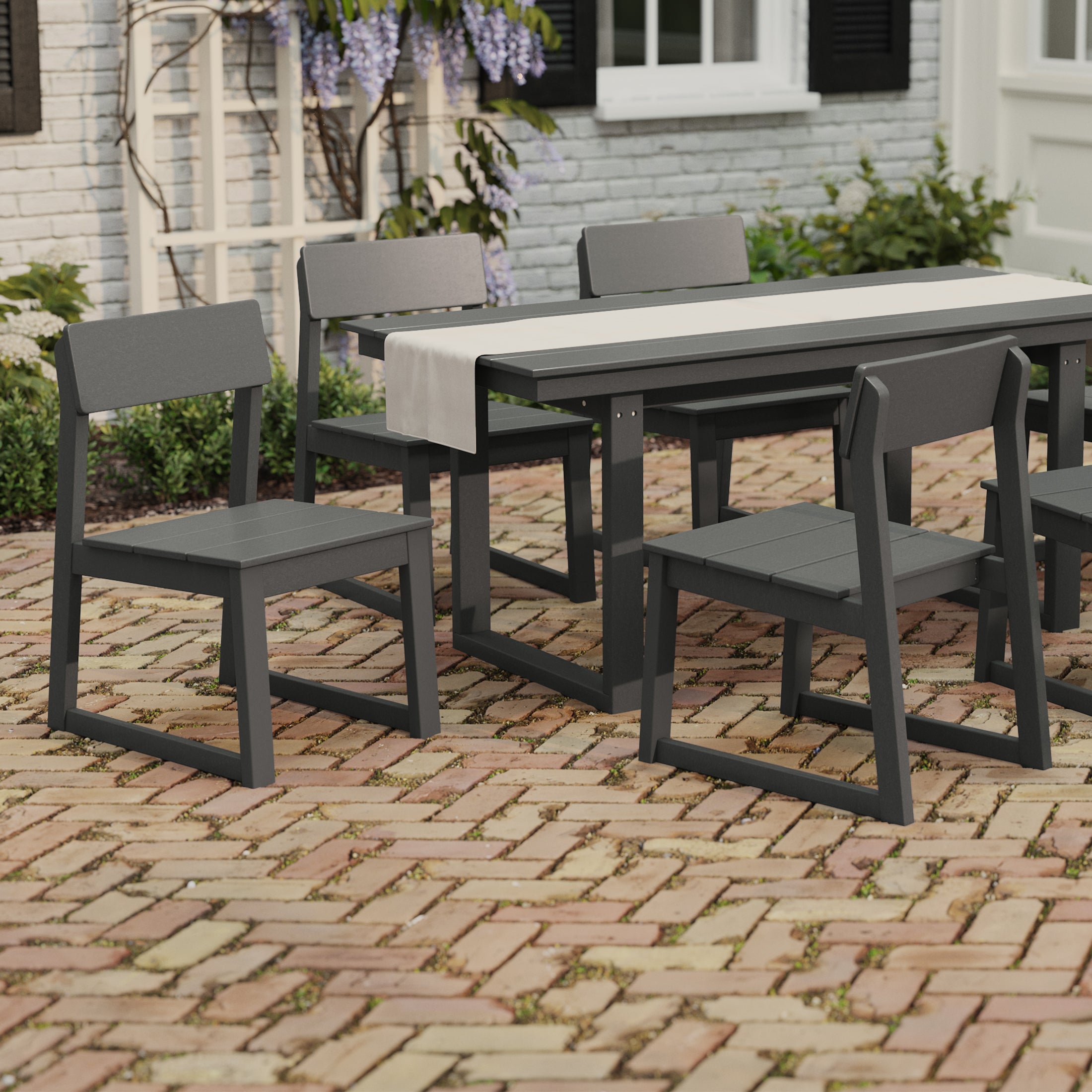 Cambria Modern HDPE Outdoor Armless Patio Dining Chairs (Set of 2)