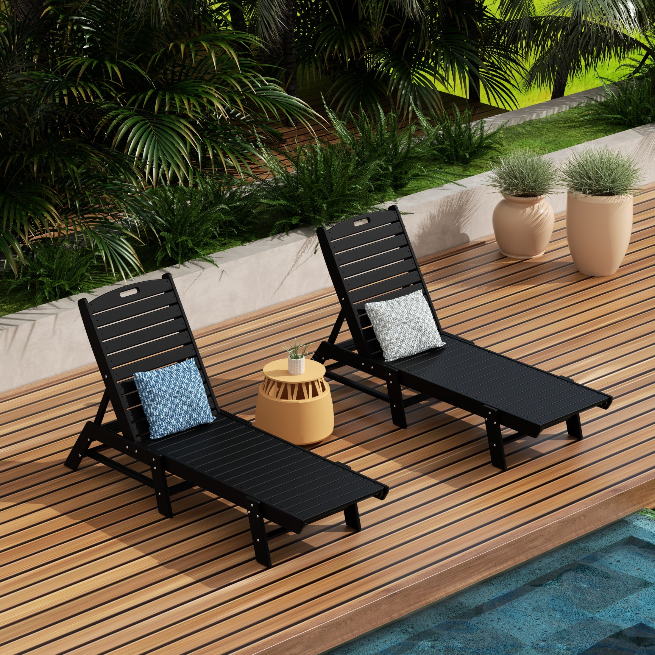 Paradise Poly Reclining Outdoor Patio Chaise Lounge Chair Adjustable (Set of 2)