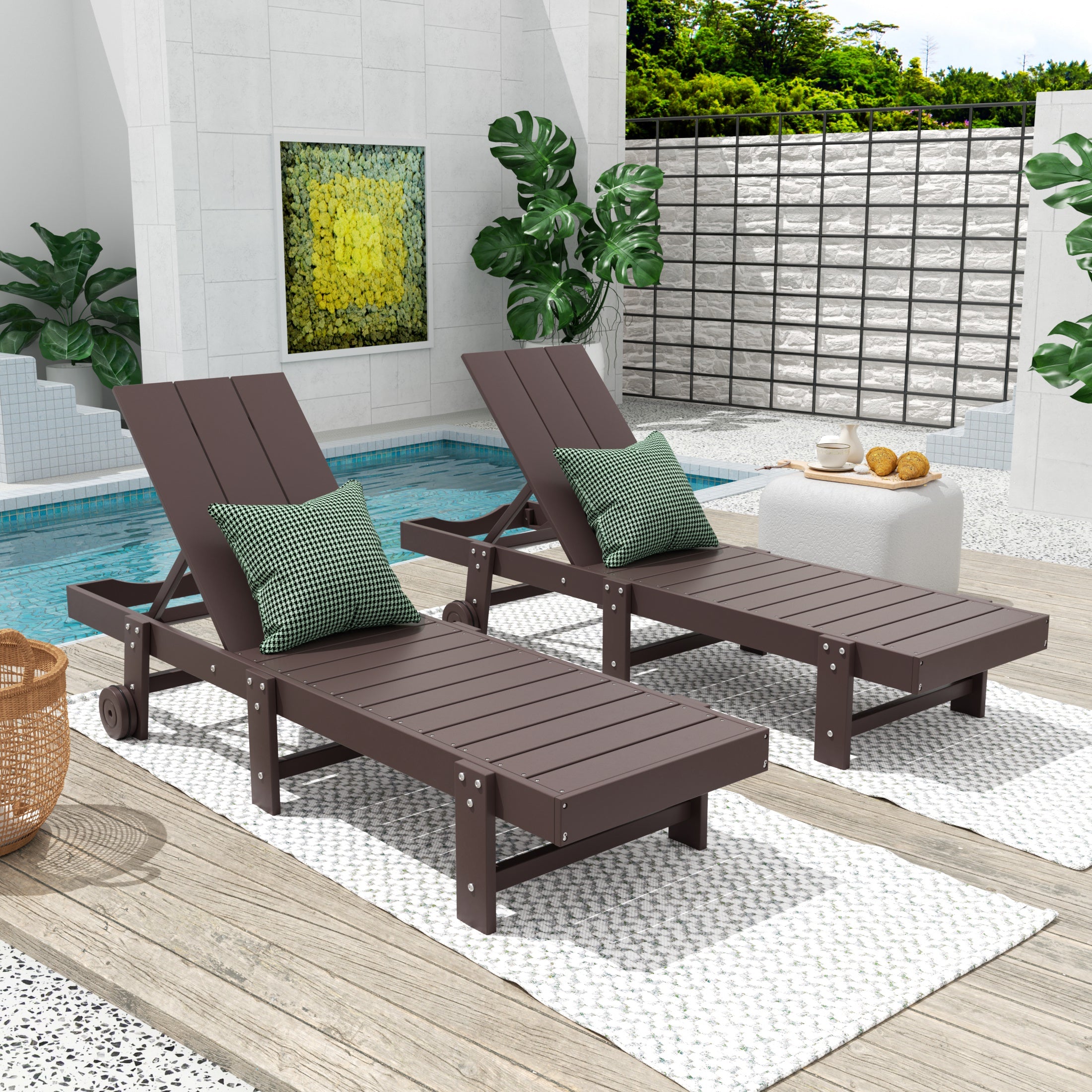 Palms Modern Poly Reclining Chaise Lounge With Wheels