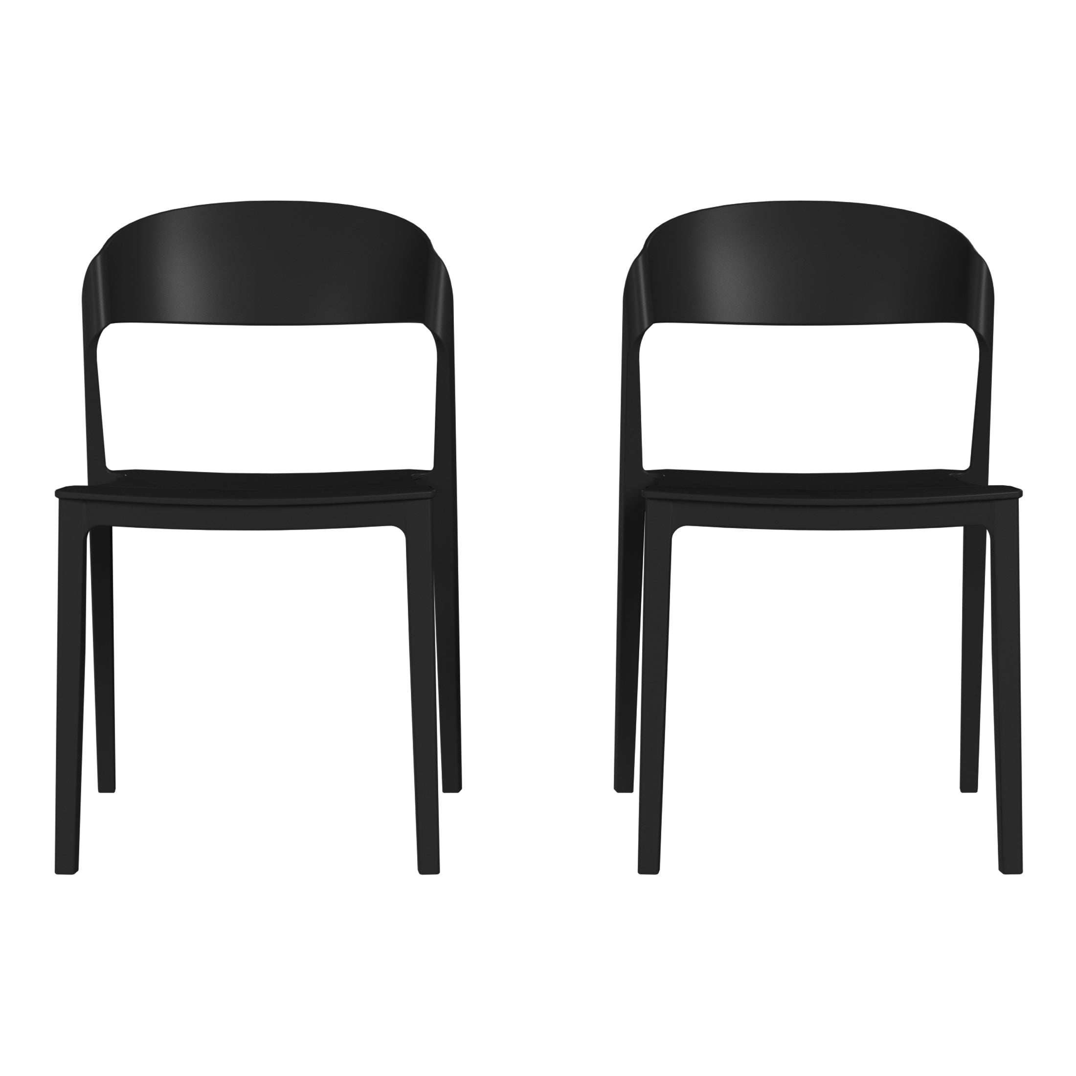 Sunshine Outdoor Modern Stackable Plastic Patio Bistro Dining Side Chairs (Set of 2)