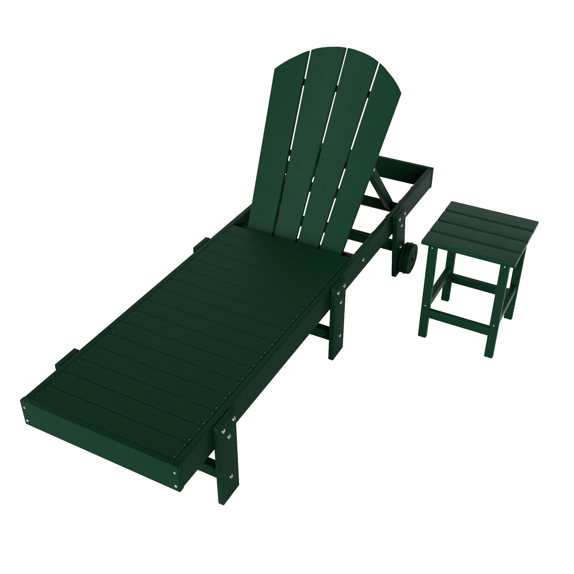 Paradise 2 Piece Adirondack Poly Reclining Chaise Lounge With Wheels