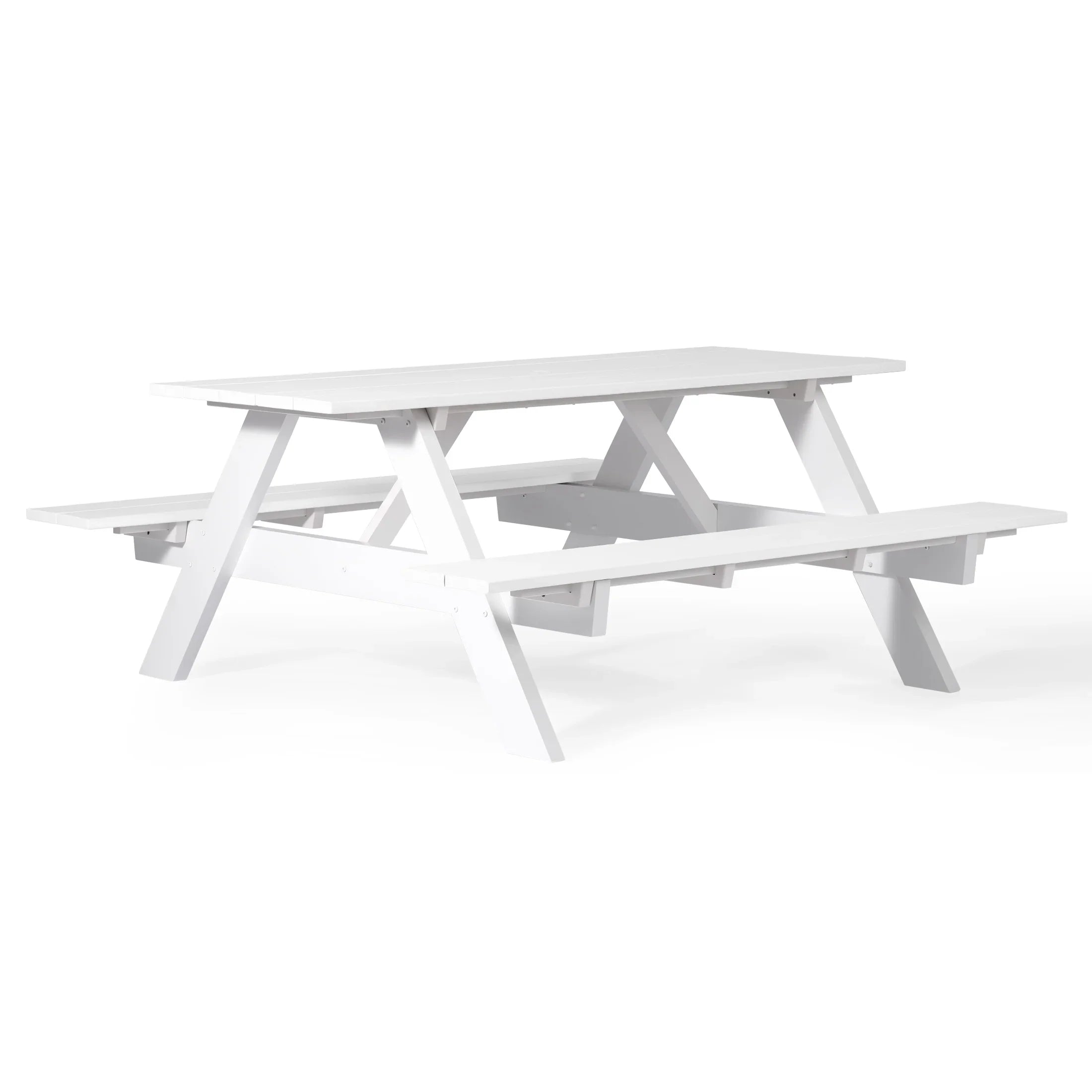 Macon Outdoor 70" HDPE Plastic Picnic Table Bench With Umbrella Hole