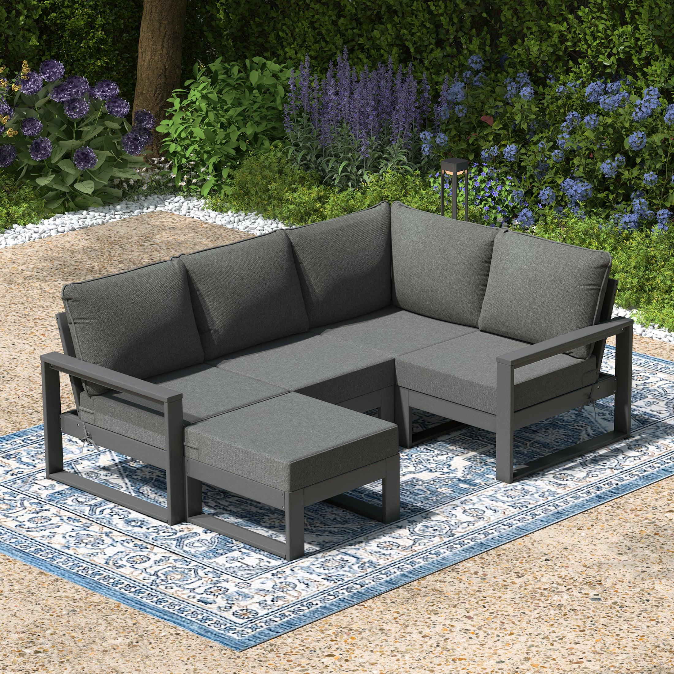 Rockaway 5-piece Outdoor Sectional Modular Patio Furniture Sofa Set