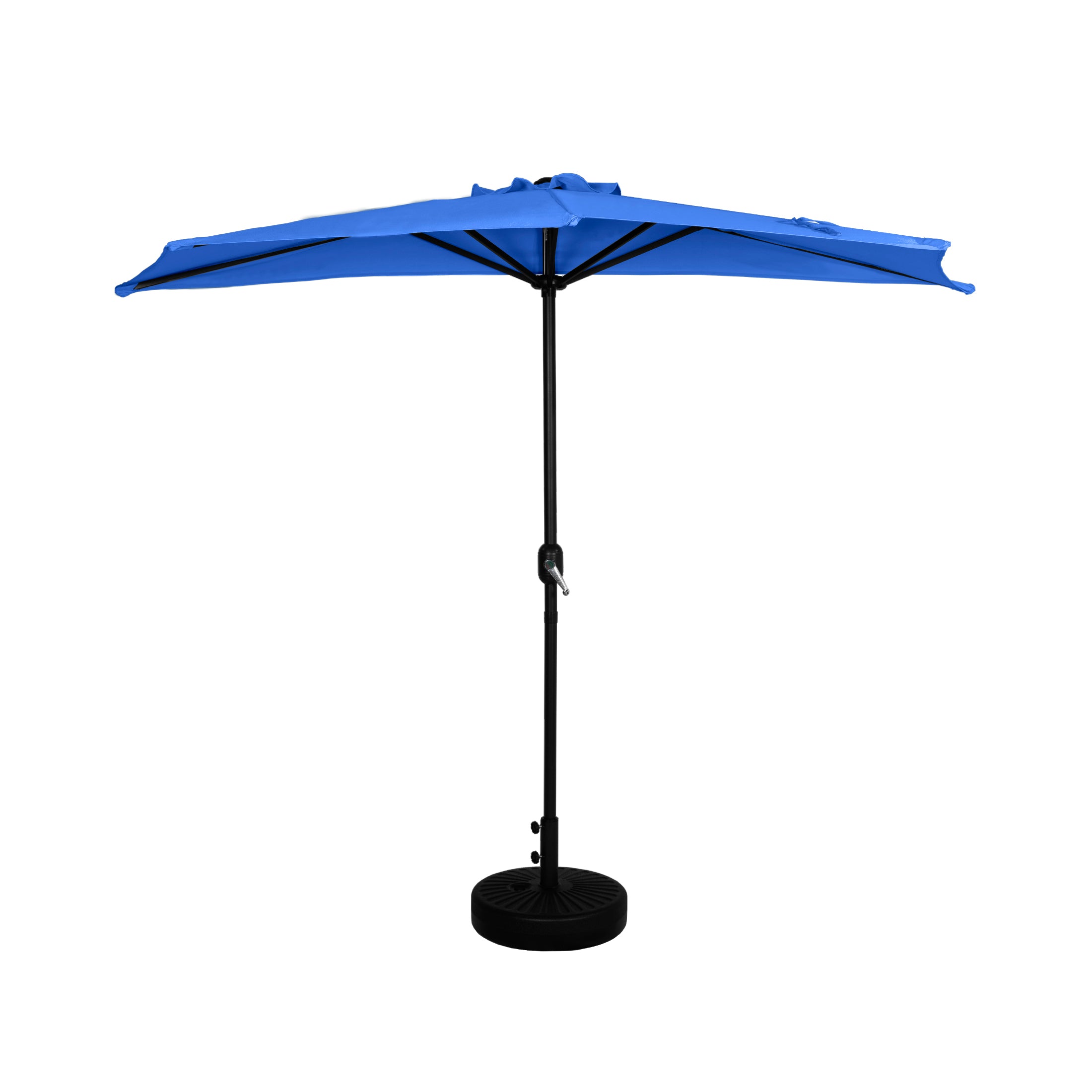 Easton 9 ft. Aluminum Half Market Crank Lift Patio Umbrella with Base