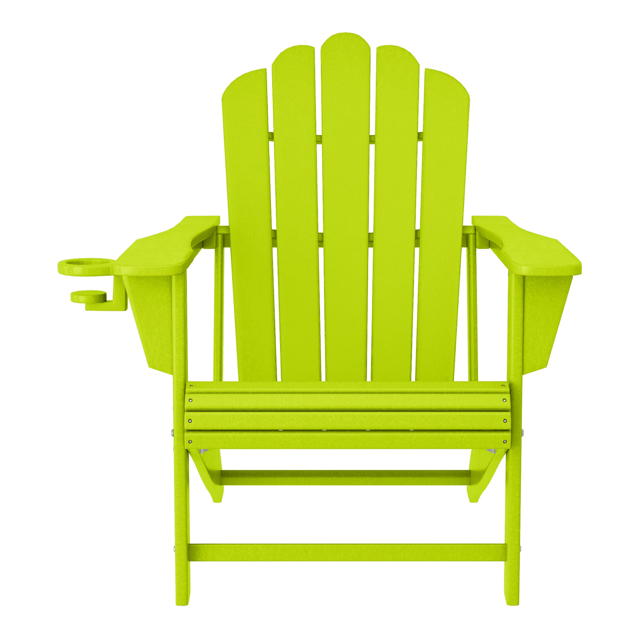 Lakeview 4-Piece Outdoor Patio HDPE Adirondack Chairs With Ottomans and Cup Holder Set