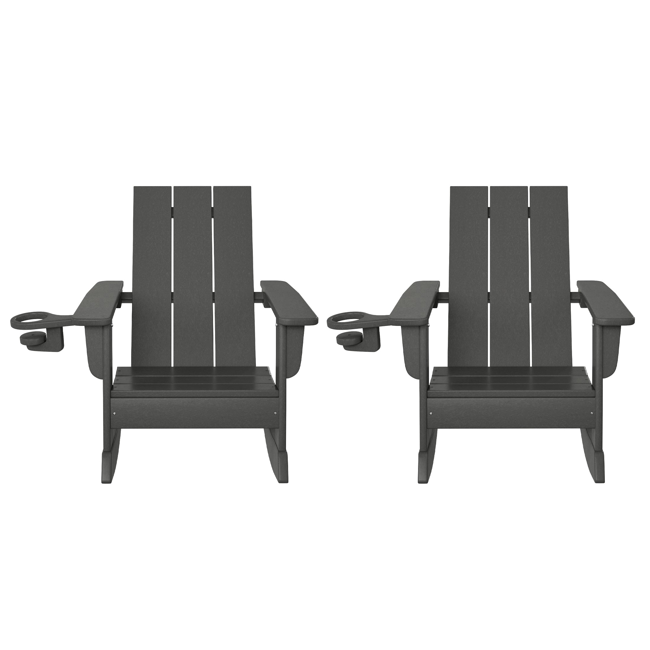 Palms Outdoor HDPE Plastic Preschool Toddler Modern Adirondack Rocking Chairs (Set of 2)