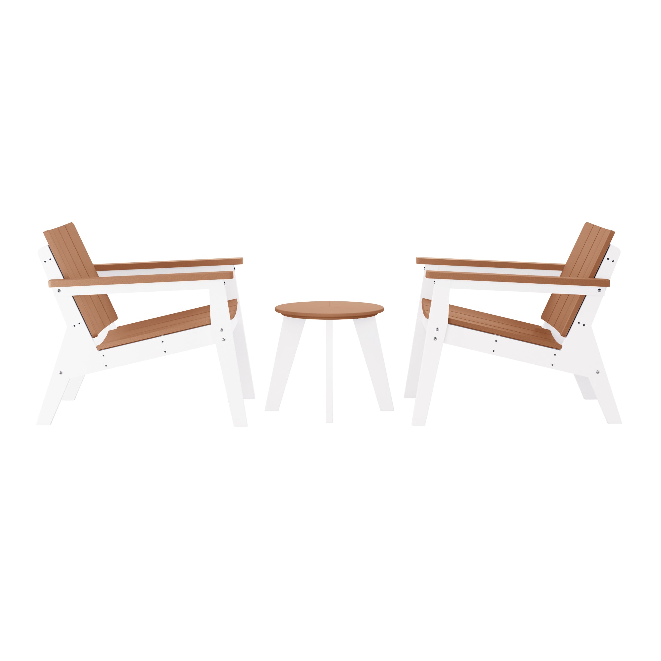 Seaside 3-Piece Outdoor HDPE Conversation Set with Deep Seating Chairs and Round Side Table