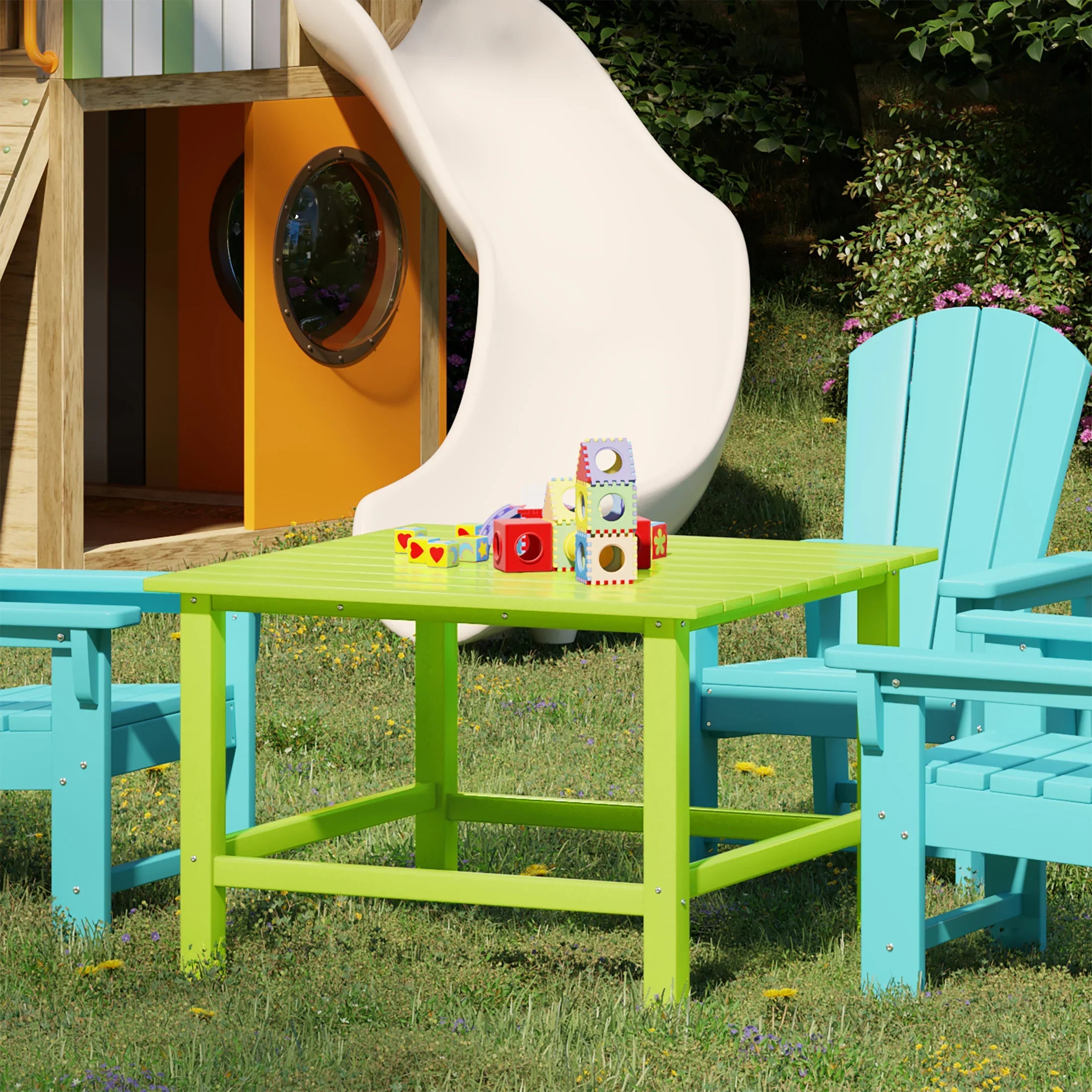 Paradise Kids Outdoor Patio Furniture HDPE 30" Wide Square Dining Table