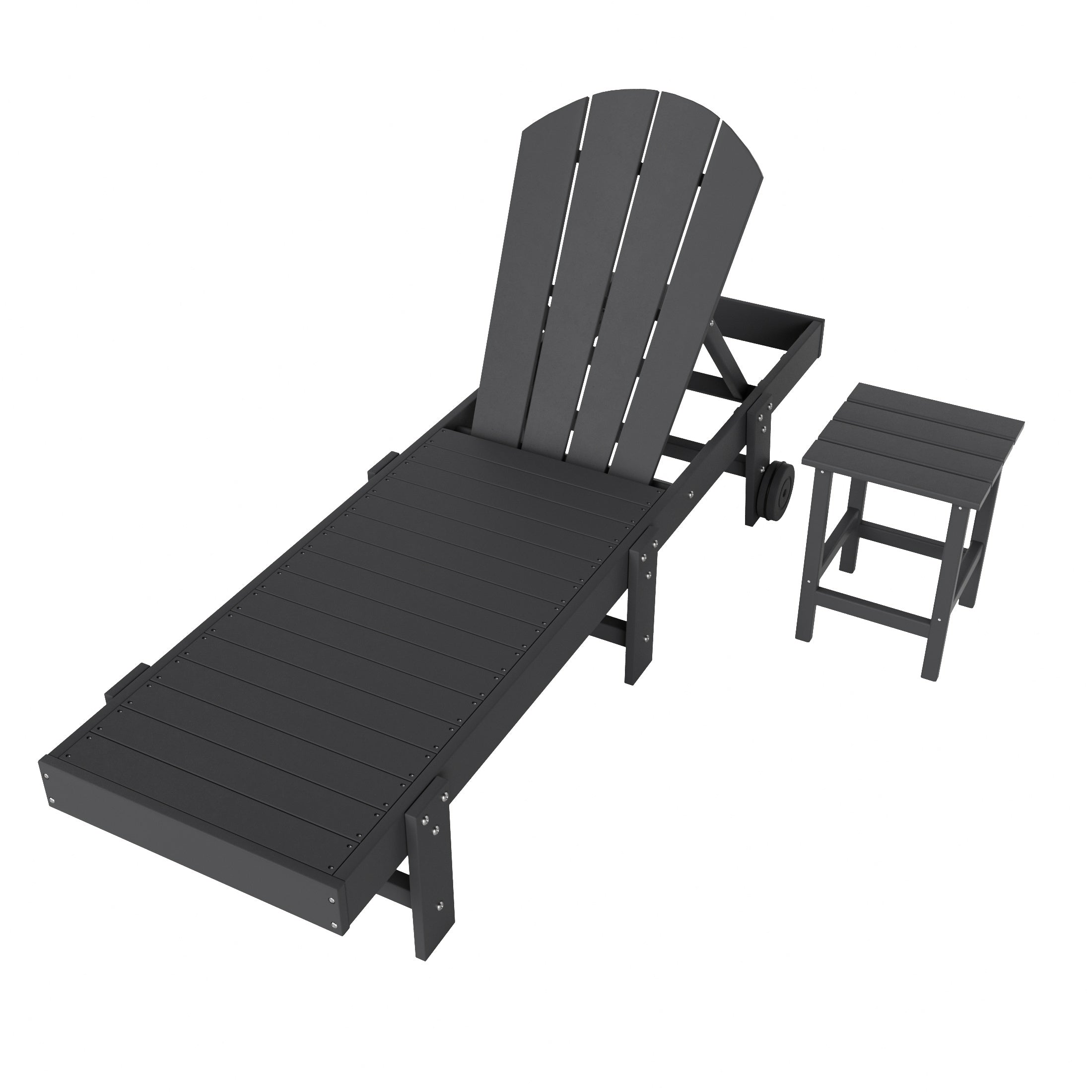 Paradise 2 Piece Adirondack Poly Reclining Chaise Lounge With Wheels