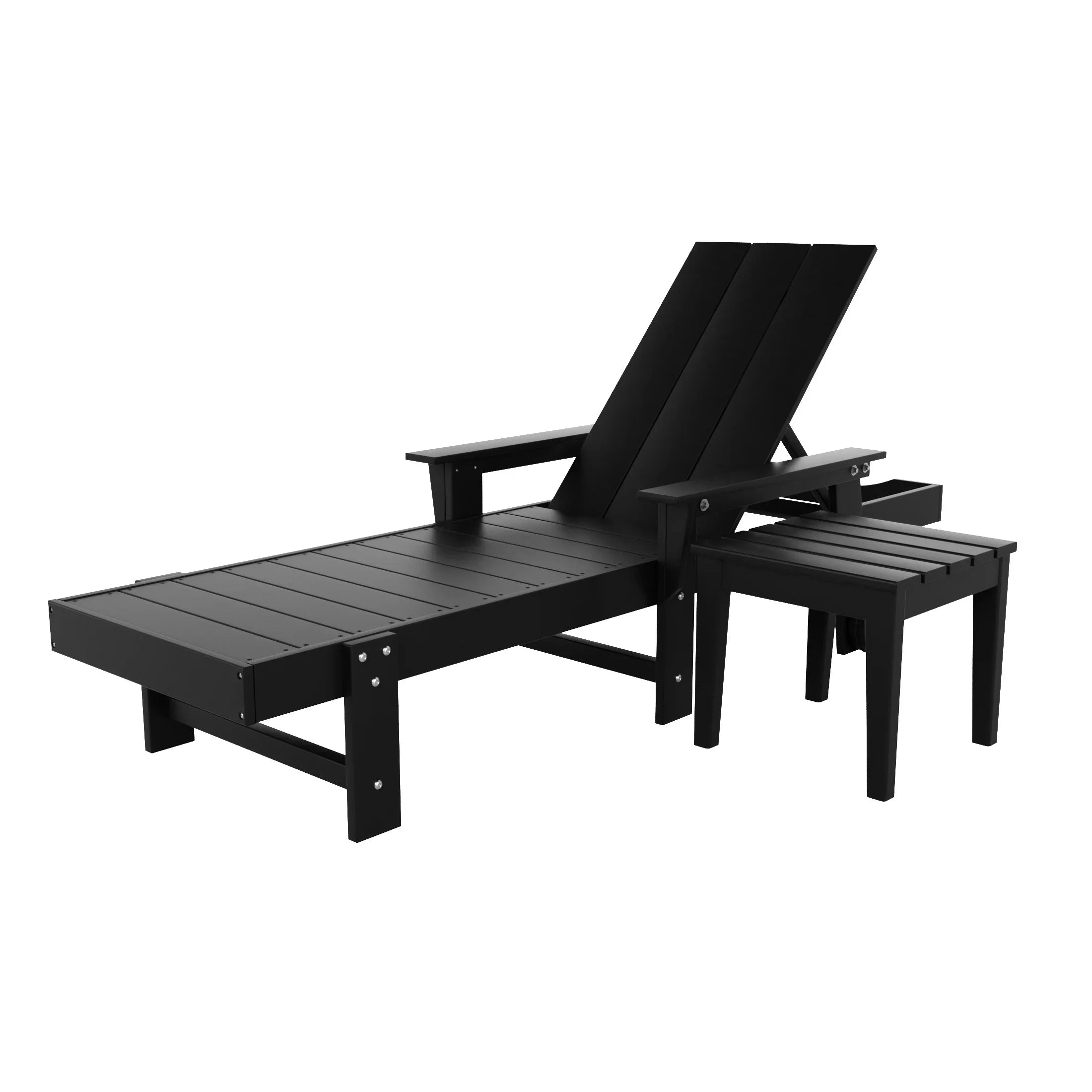Palms Modern Reclining Chaise Lounge with Side Table 2-Piece Set