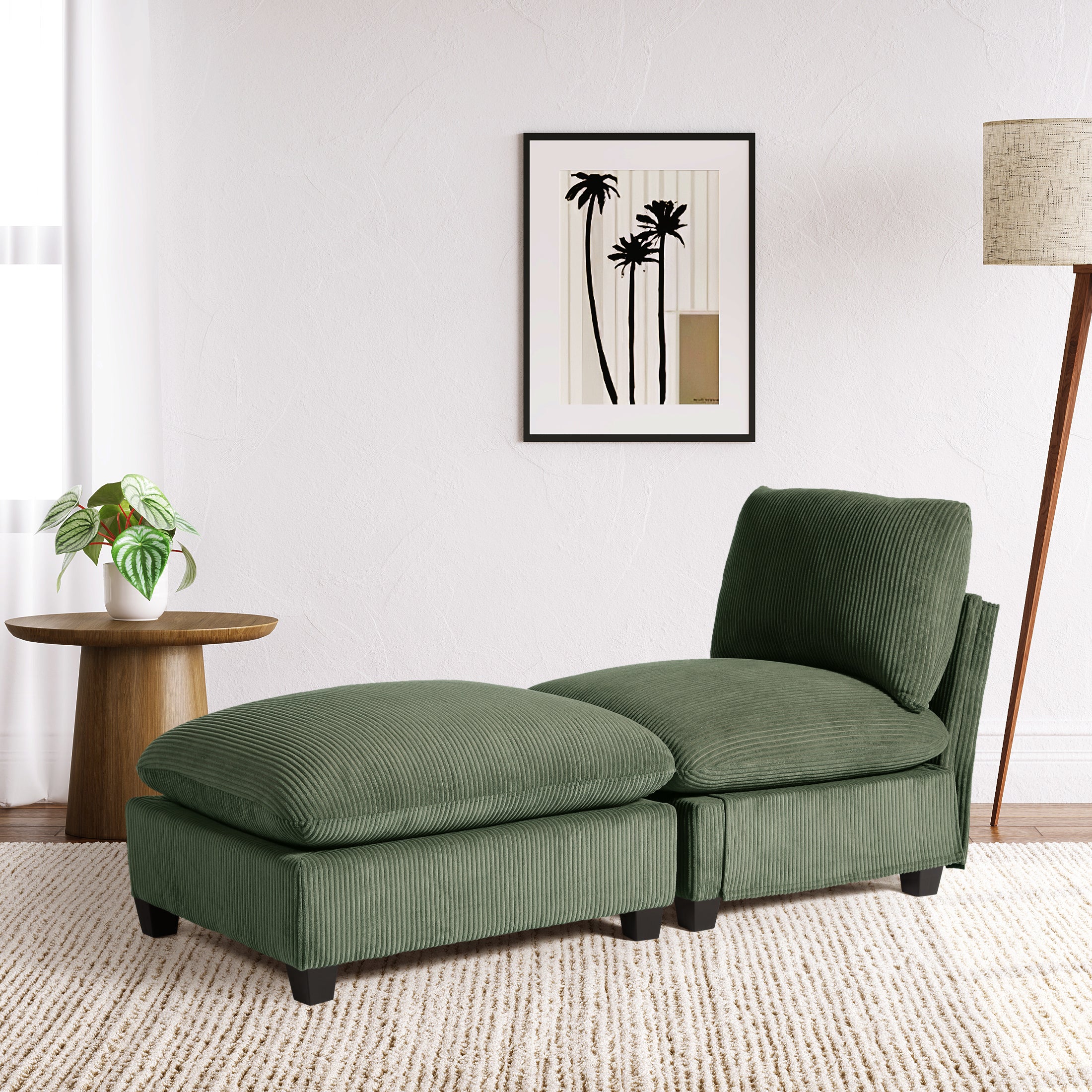 Ava 68.5" Corduroy Upholstered Indoor Chaise Lounge Chair