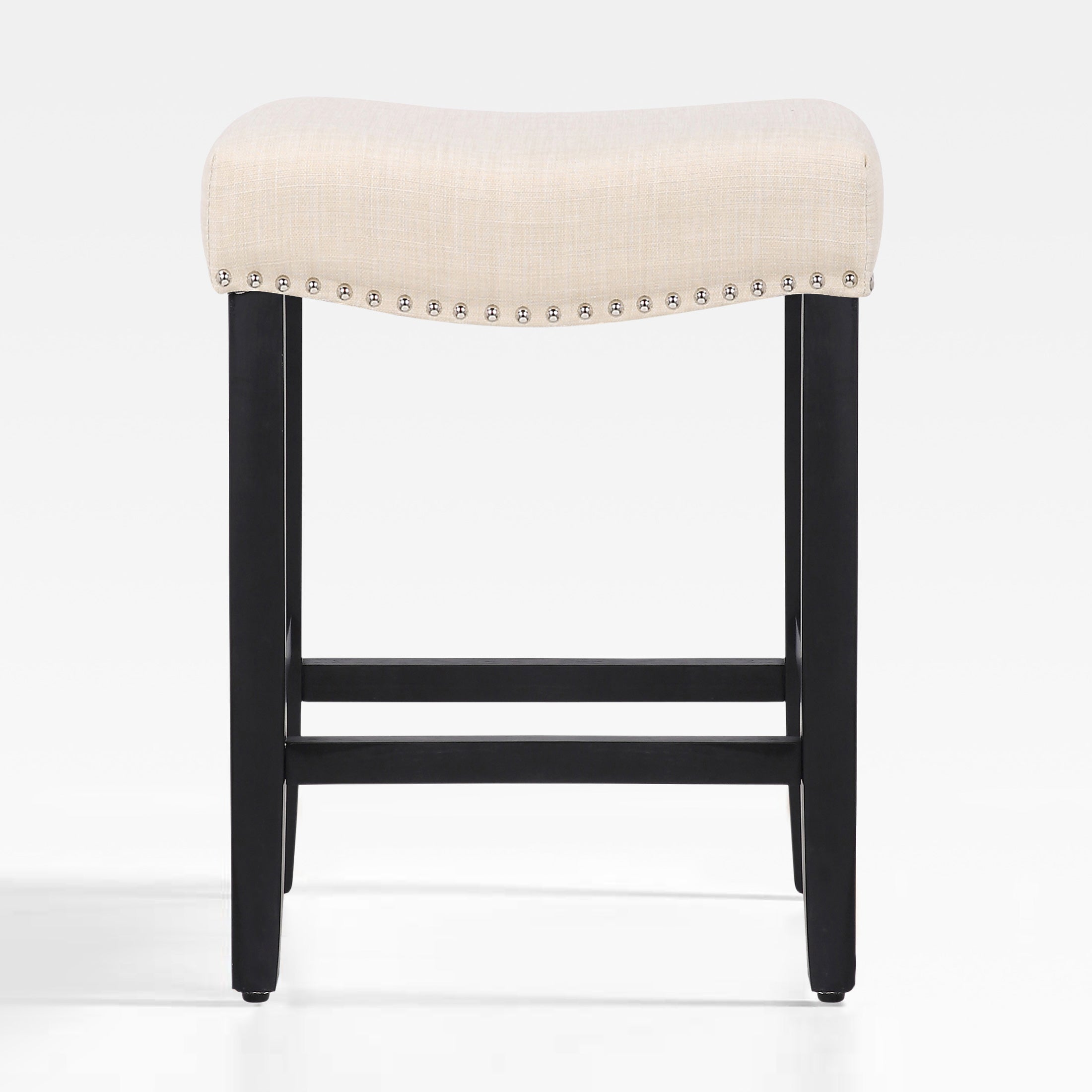 Bulmon 24" upholstered nail head bar counter stool with Black color legs