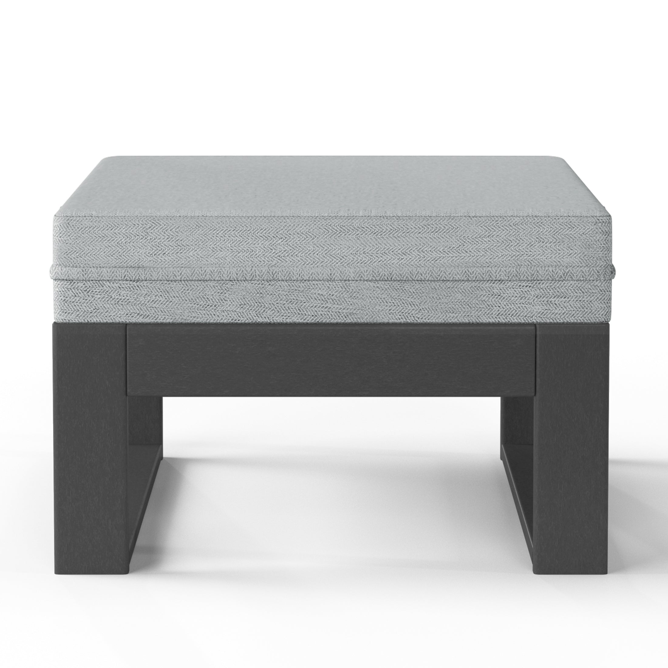 Rockaway Outdoor HDPE Patio Ottoman with Waterproof Olefin Cushions