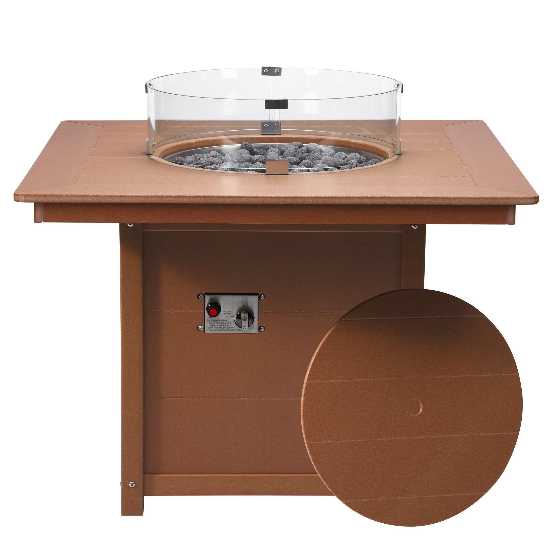 Sol Modern Outdoor Patio Propane 42" Square Fire Pit Table