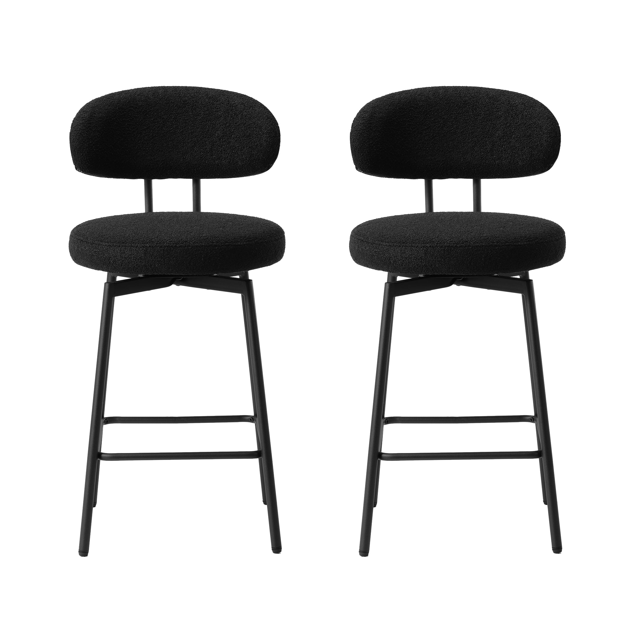 Celine Modern Upholstered Sherpa Fabric Counter Height Bar Stools with Back (Set of 2)