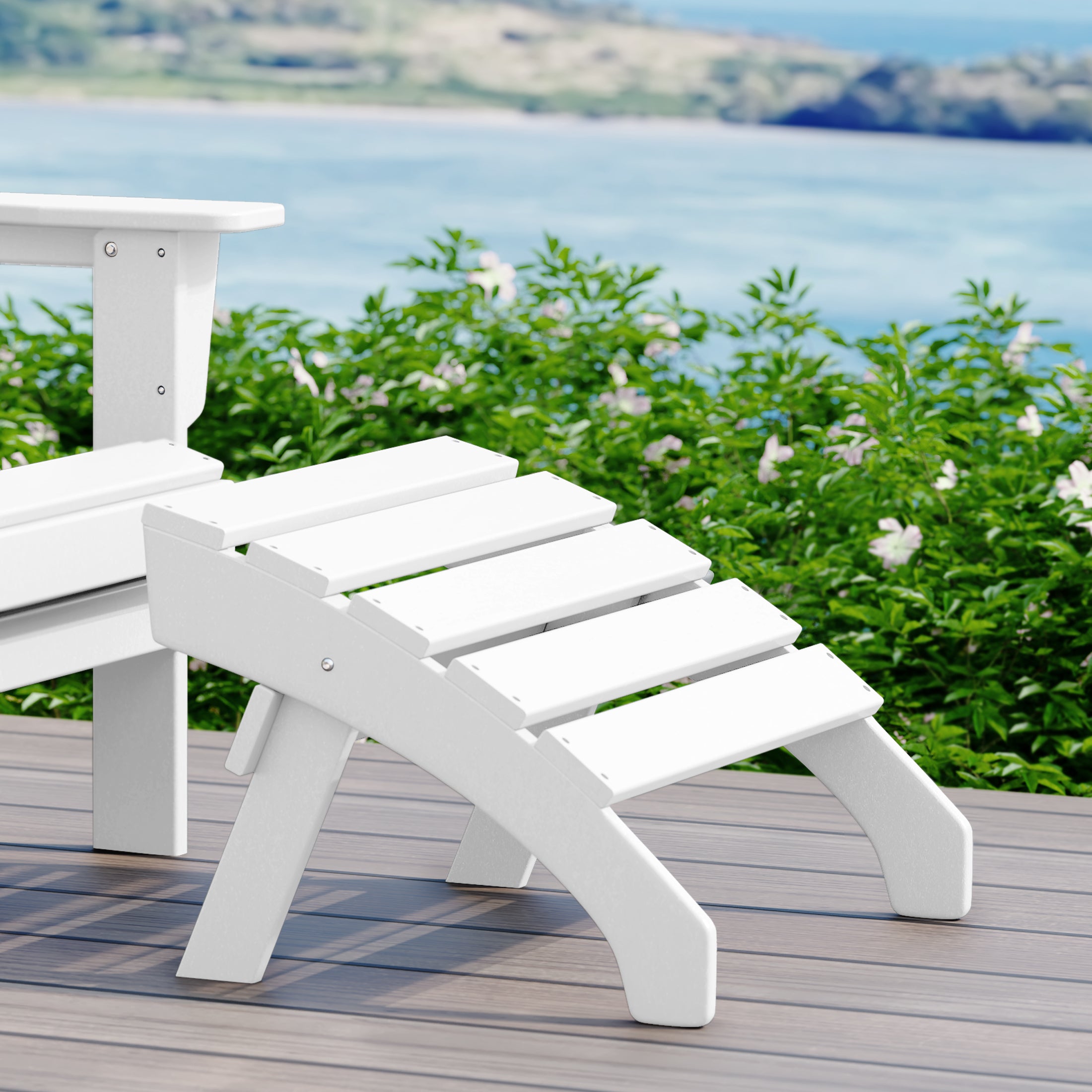 Portside Outdoor Patio HDPE Adirondack Ottoman Footrest