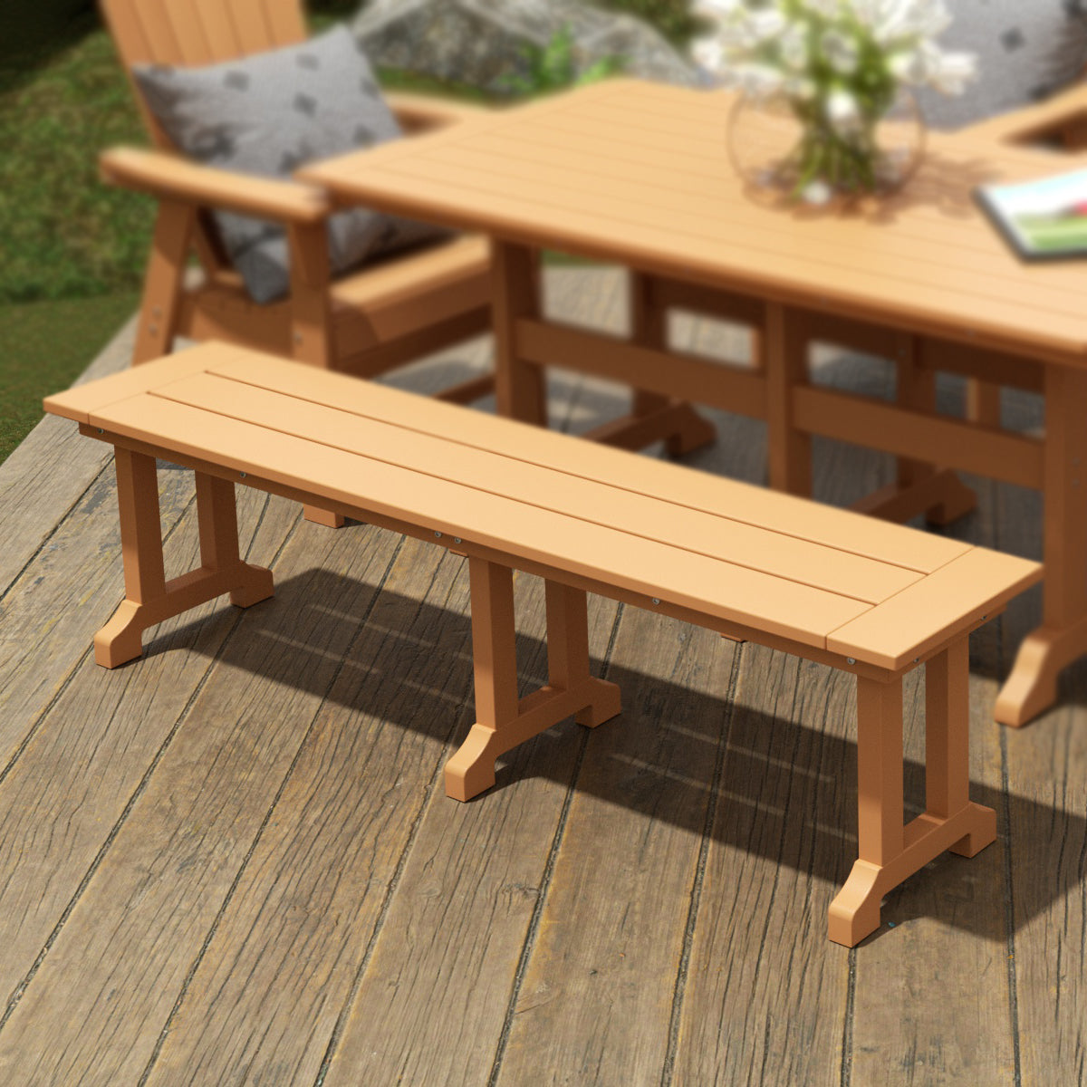 Paradise 65" Outdoor Patio Trestle Dining Bench