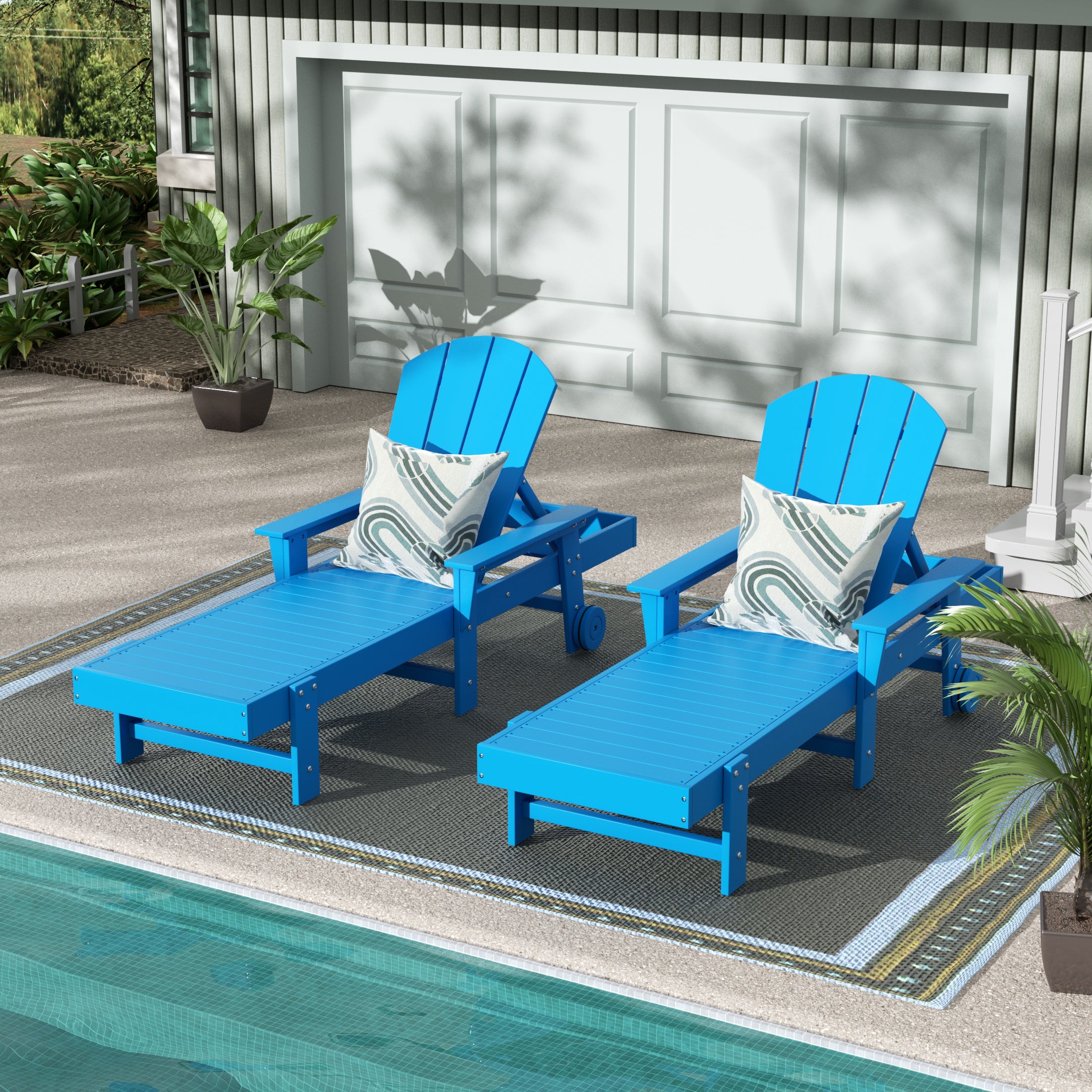 Paradise 2 Piece Reclining Chaise Lounge With Arms & Wheels