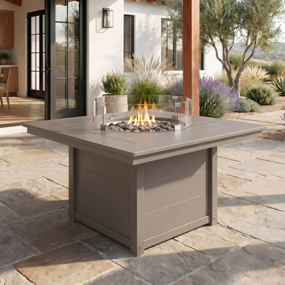 Sol 42" Modern Outdoor Patio Propane Square Fire Pit Table