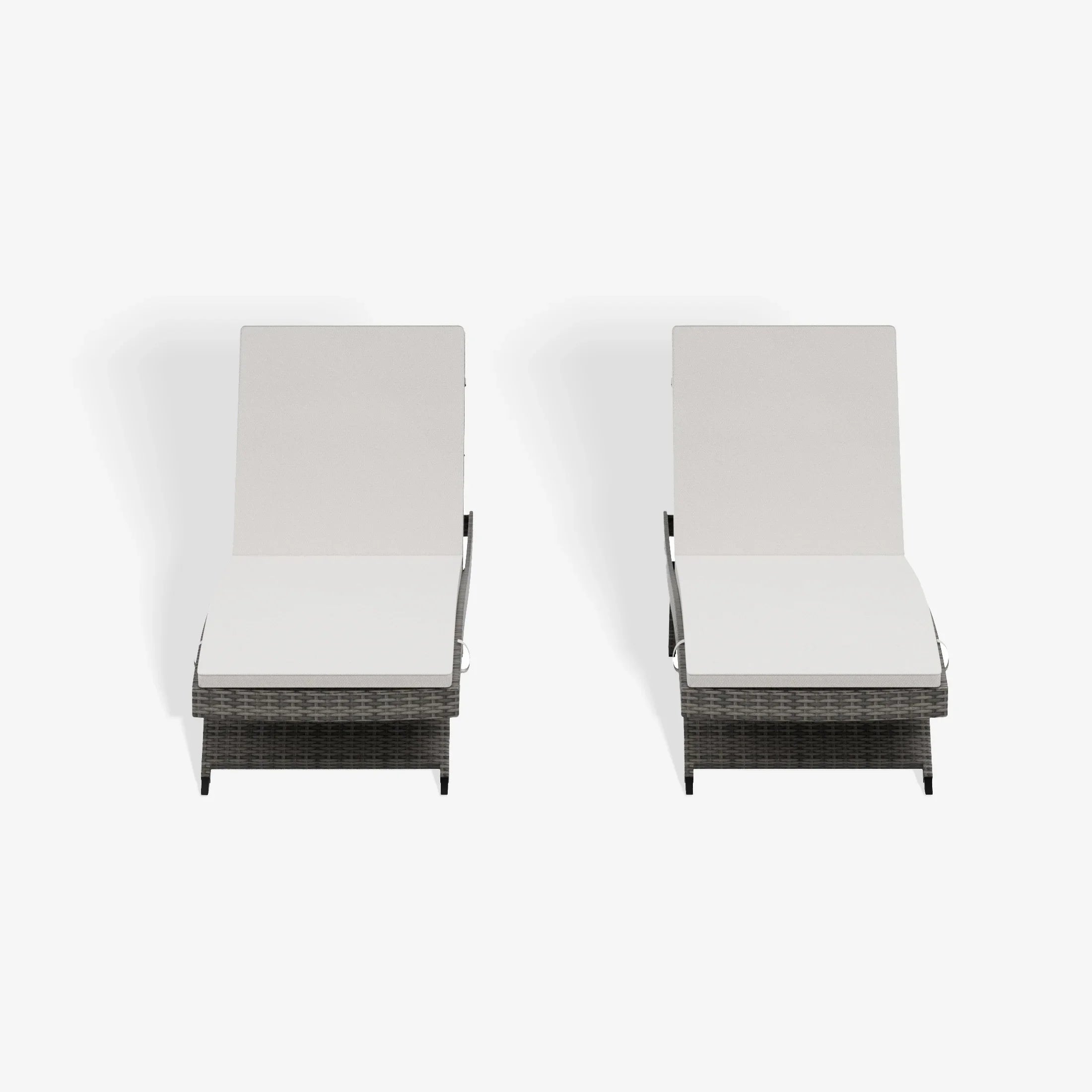 Bahama Grey Rattan Wicker Outdoor Chaise Lounge with Cushion (Set of 2)