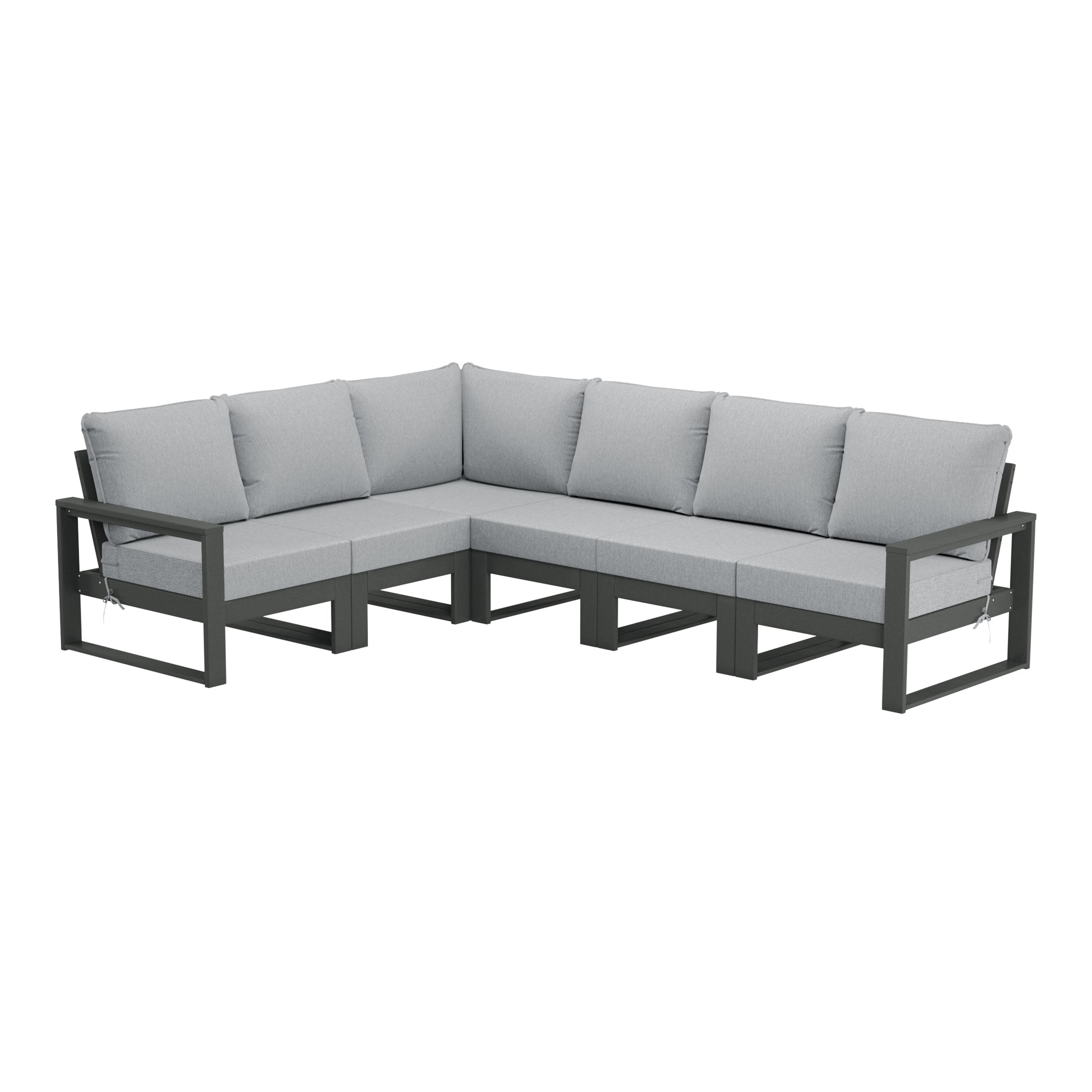 Rockaway 6-Piece Outdoor L-Shaped Patio Corner Sectional Sofa Conversation Set