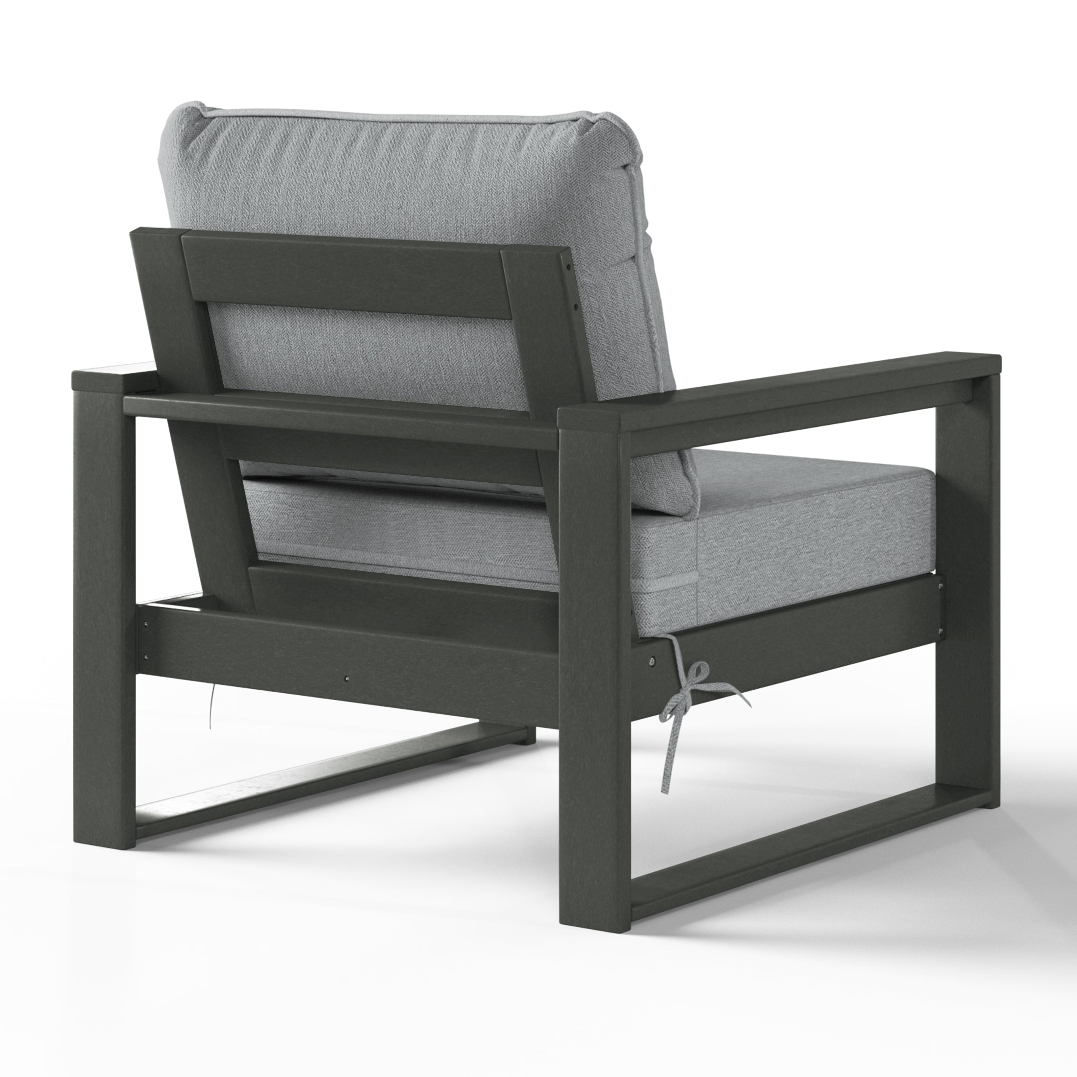 Rockaway Outdoor Modern HDPE Patio Club Chair with Waterproof Deep Seat Cushions