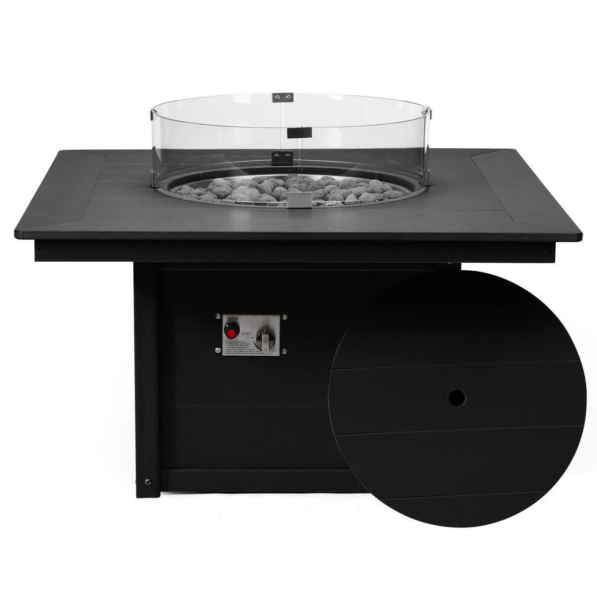 Sol 42" Modern Outdoor Patio Propane Square Fire Pit Table