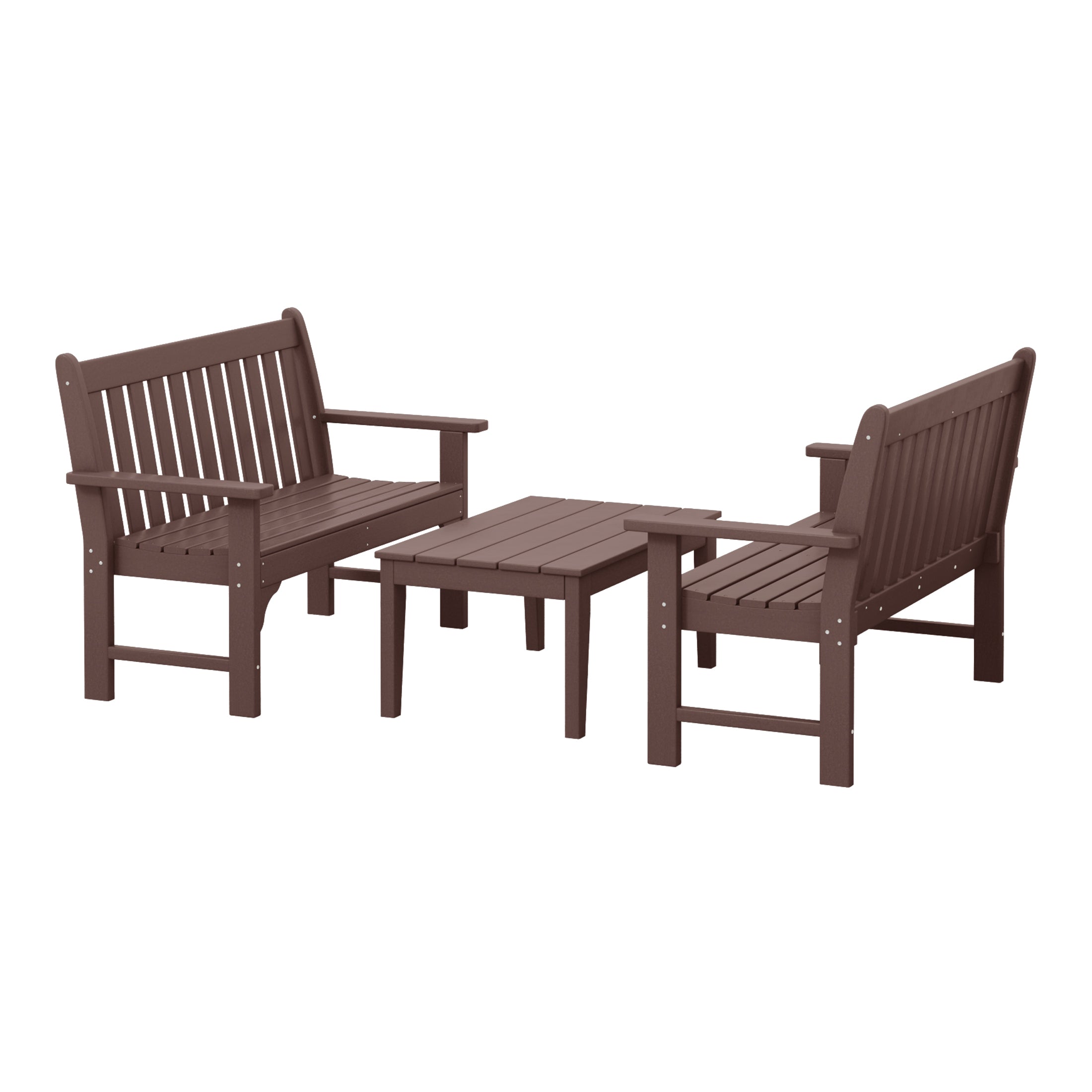 Paradise 3-Piece HDPE Outdoor Patio Furniture Couch and Coffee Table Set