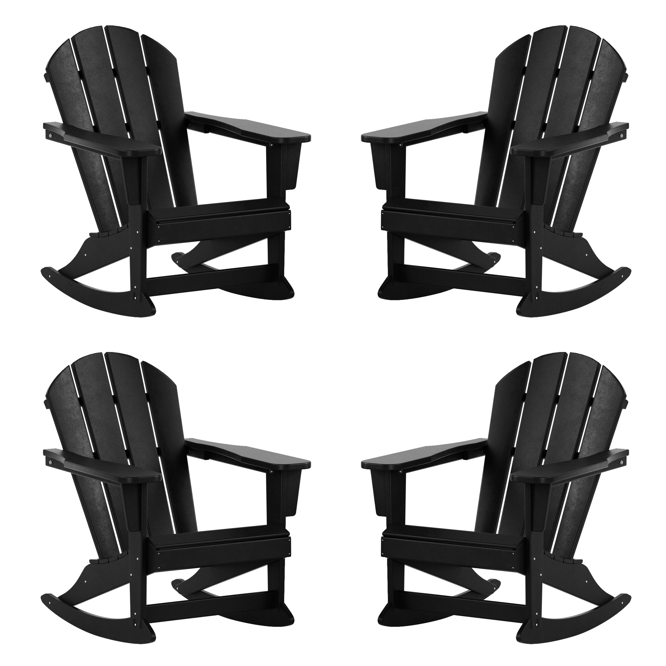 Paradise Outdoor Patio Porch Rocking Adirondack Chair (Set of 4)