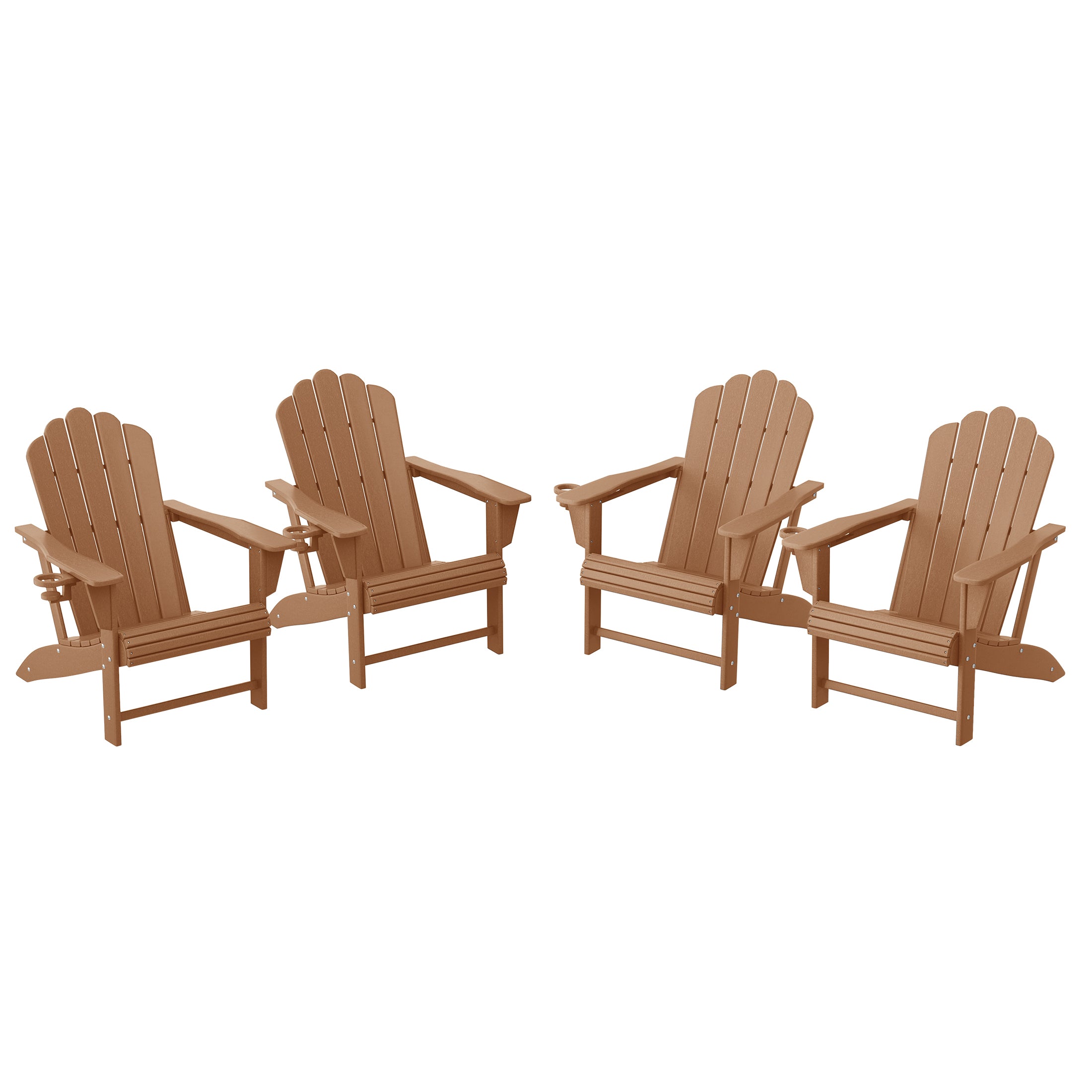 Lakeview Outdoor Patio HDPE Adirondack Chairs With Cup Holders (Set of 4)