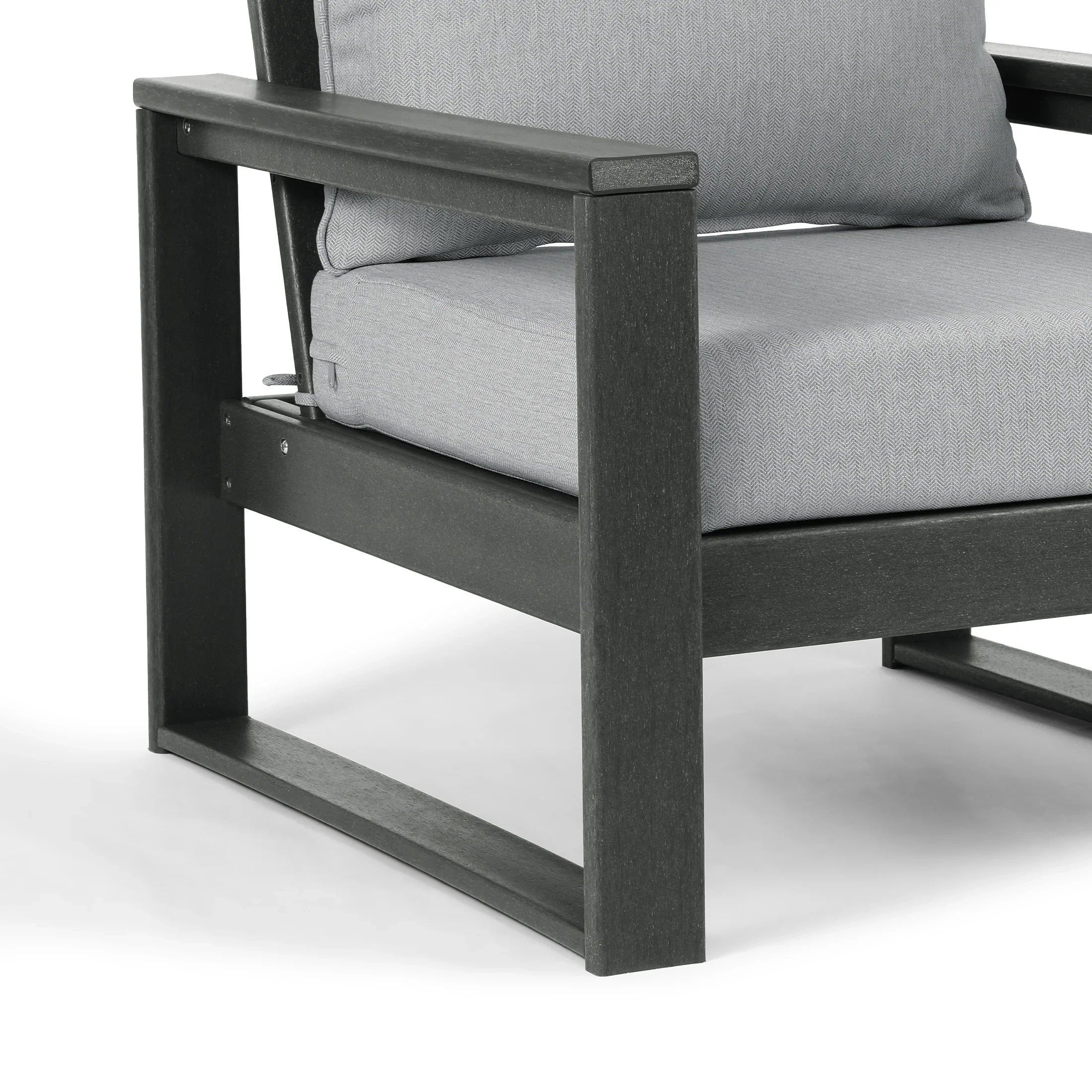 Rockaway Outdoor Modern HDPE Patio Club Chair with Waterproof Deep Seat Cushions (Set of 2)