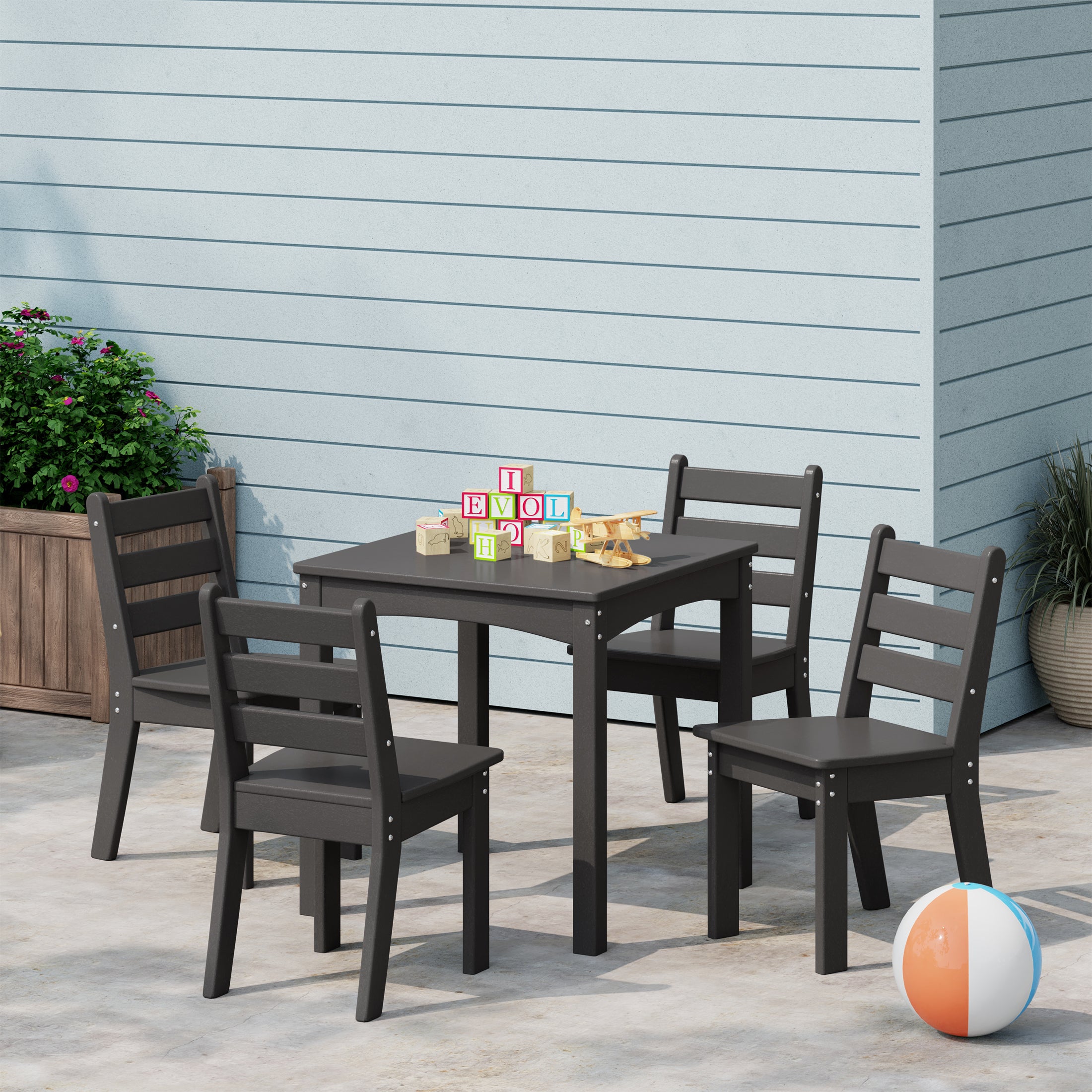 Playhouse Kids 5-Piece HDPE Dining Table and Chairs Set