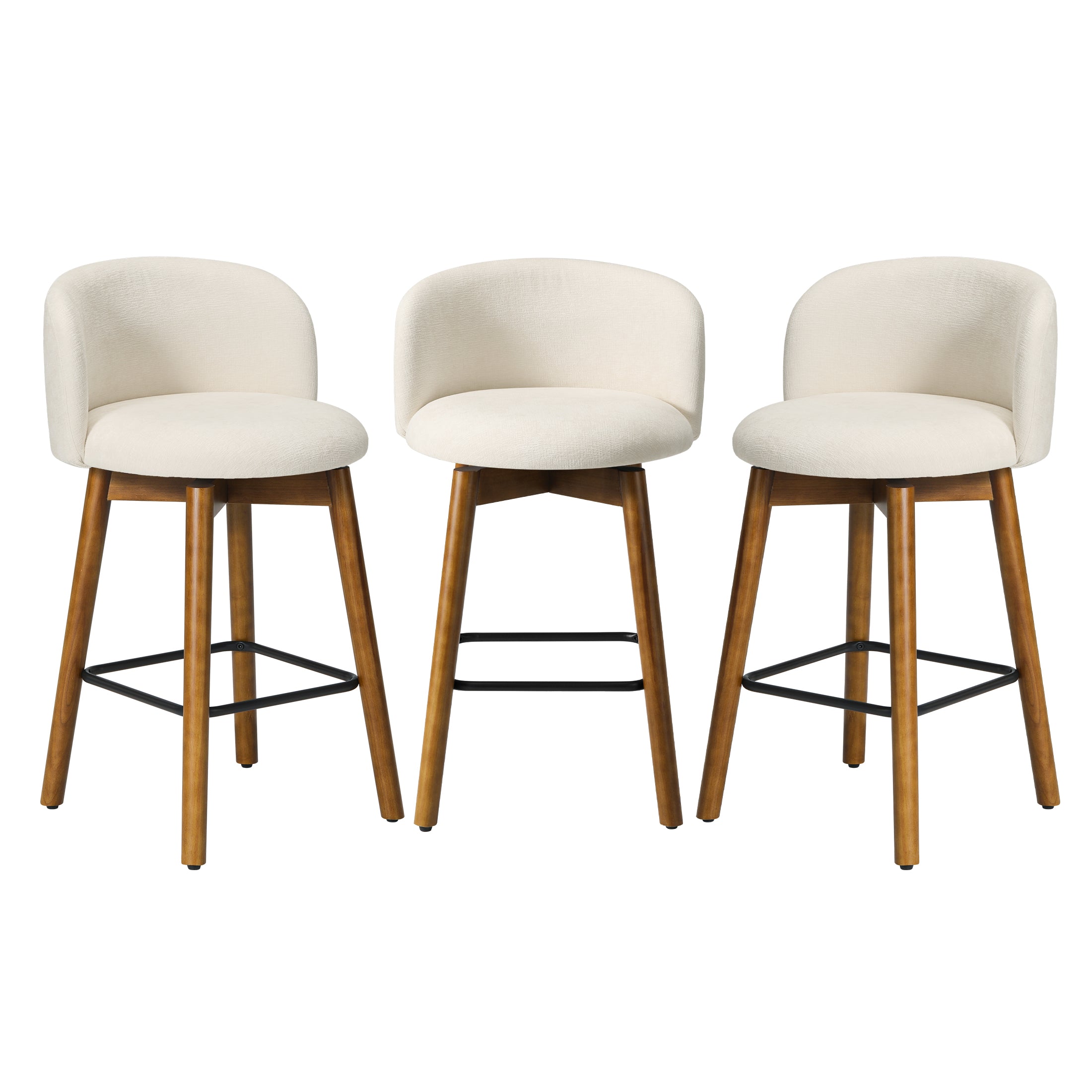 Danburry Modern Chenille Upholstered 26" Counter Height Swivel Bar Stools (Set of 3)