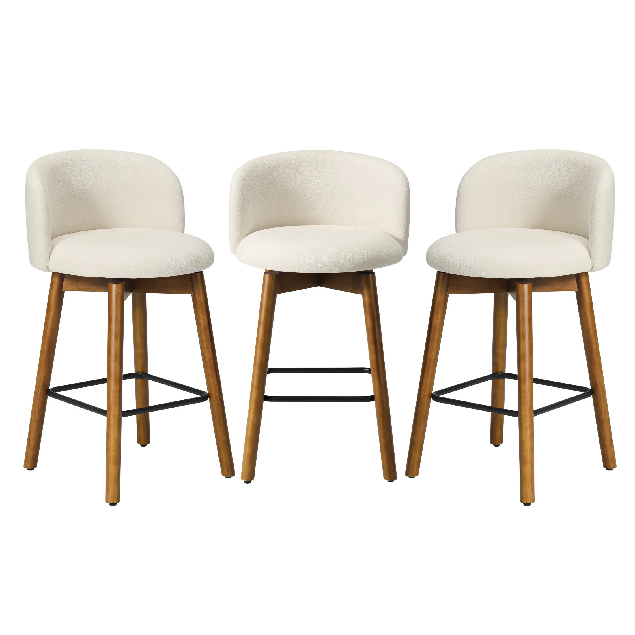 Danburry Modern Chenille Upholstered 26" Counter Height Swivel Bar Stools (Set of 3)