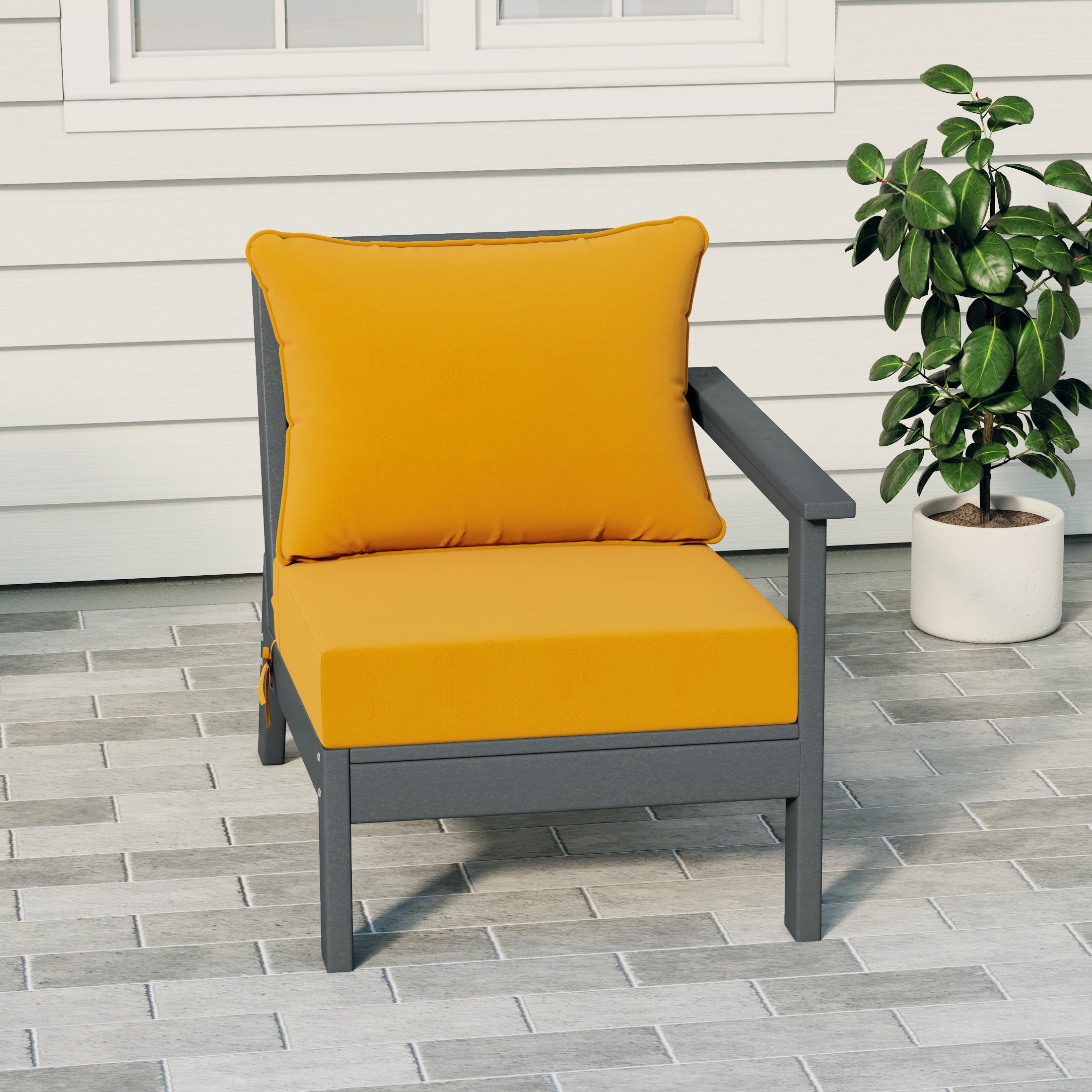 Portsmouth Outdoor Patio HDPE Right Arm Sectional Corner Club Chair with Patio Cushions