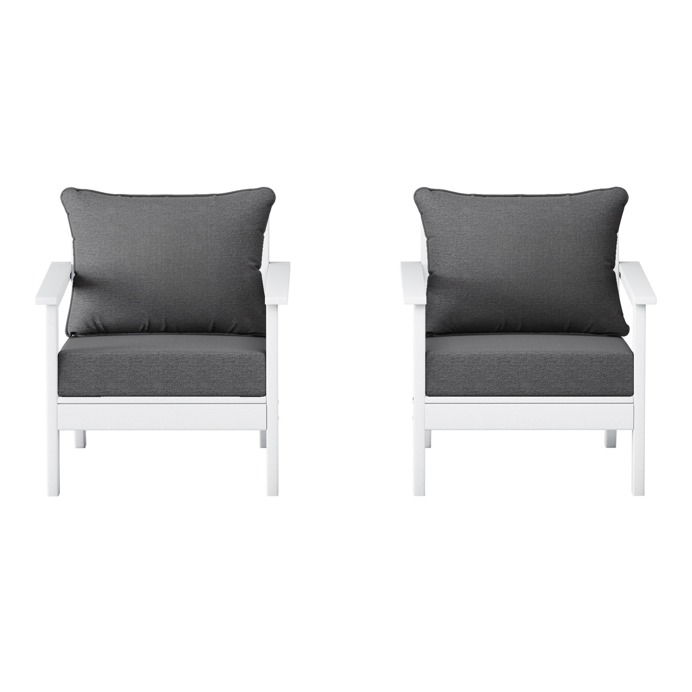 Portsmouth Outdoor Modern HDPE Patio Club Chairs with Deep Seat Cushions (Set of 2)