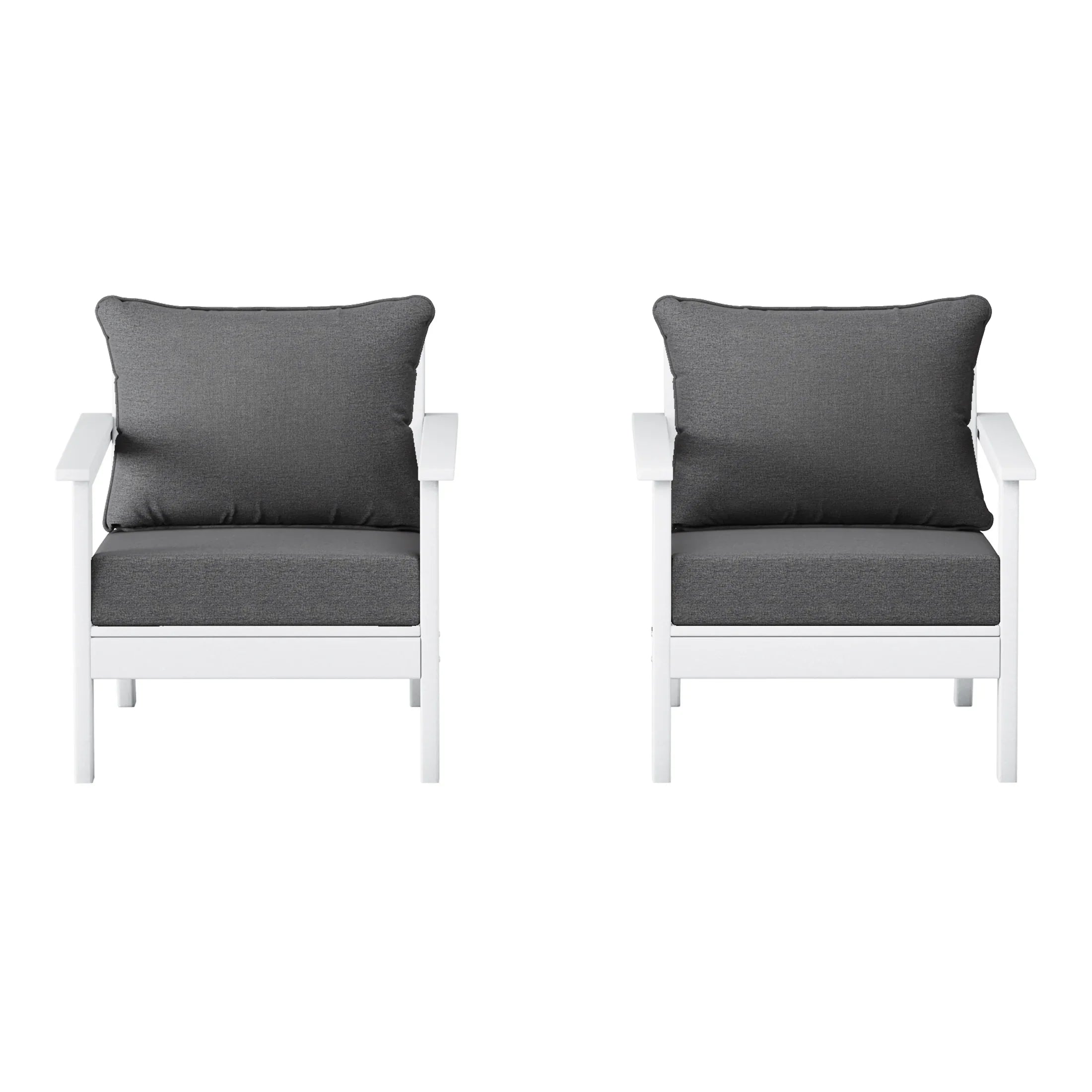 Portsmouth Outdoor Modern HDPE Patio Club Chairs with Deep Seat Cushions (Set of 2)