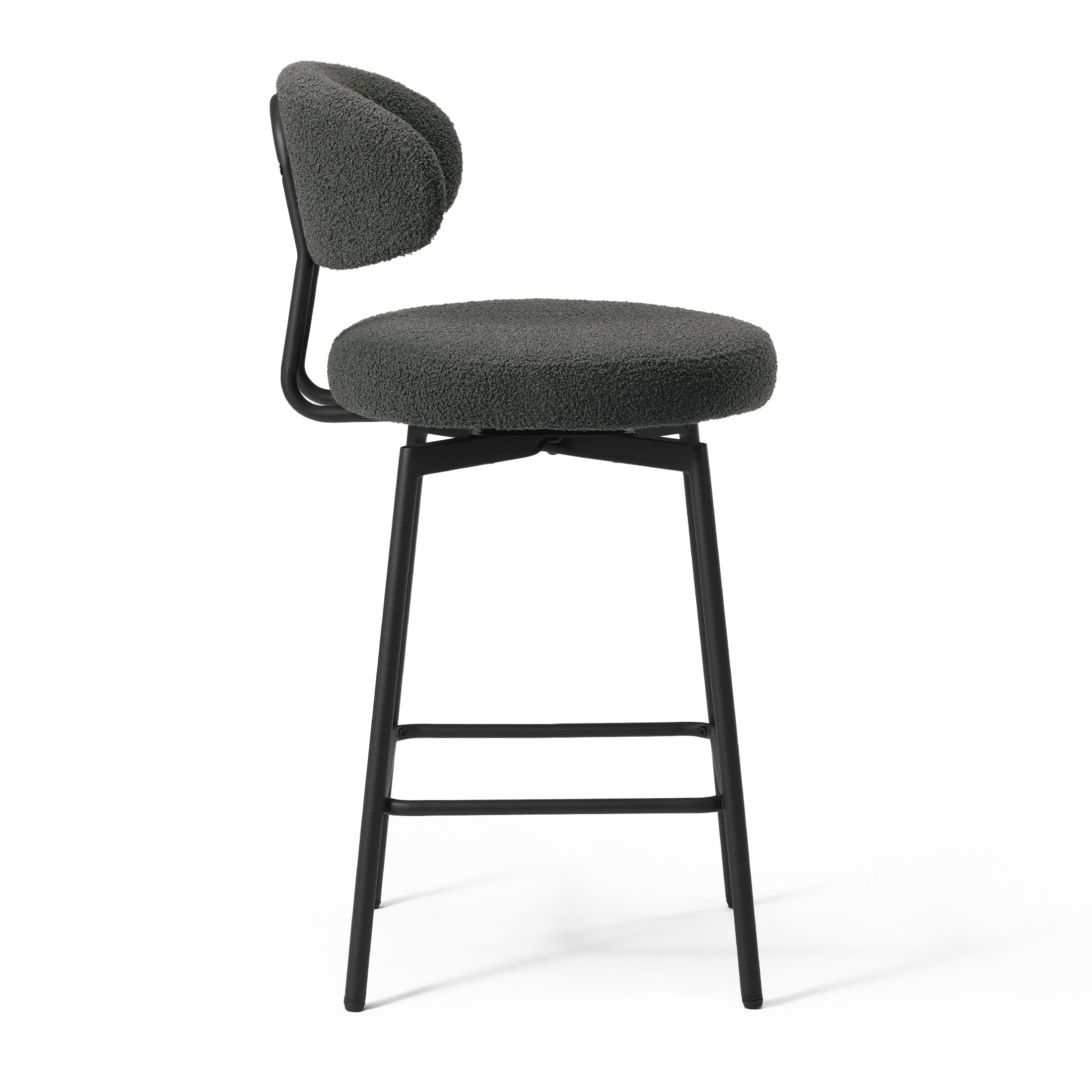 Celine Modern Upholstered Sherpa Fabric Counter Height Bar Stools with Back (Set of 2)