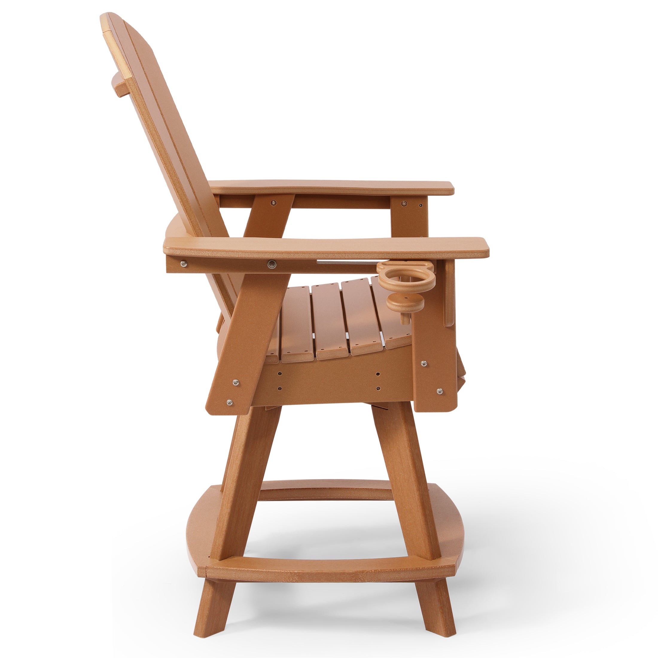 Paradise Outdoor HDPE Adirondack Swivel Counter Height Bar Chair With Cup Holder